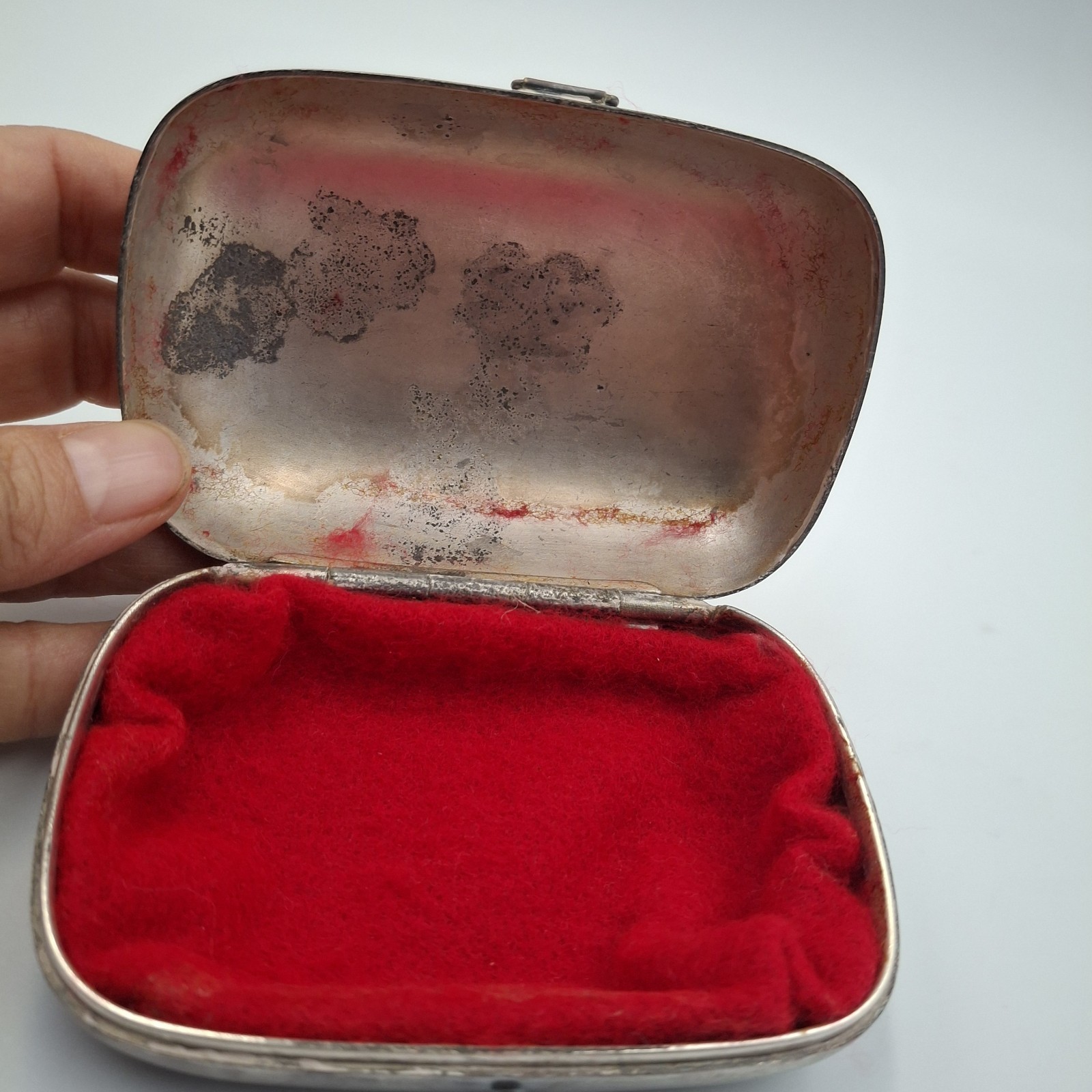 ​Antique Silver-Plate Trinket Box Engraved "Maude" Victorian Keepsake Snuff Box