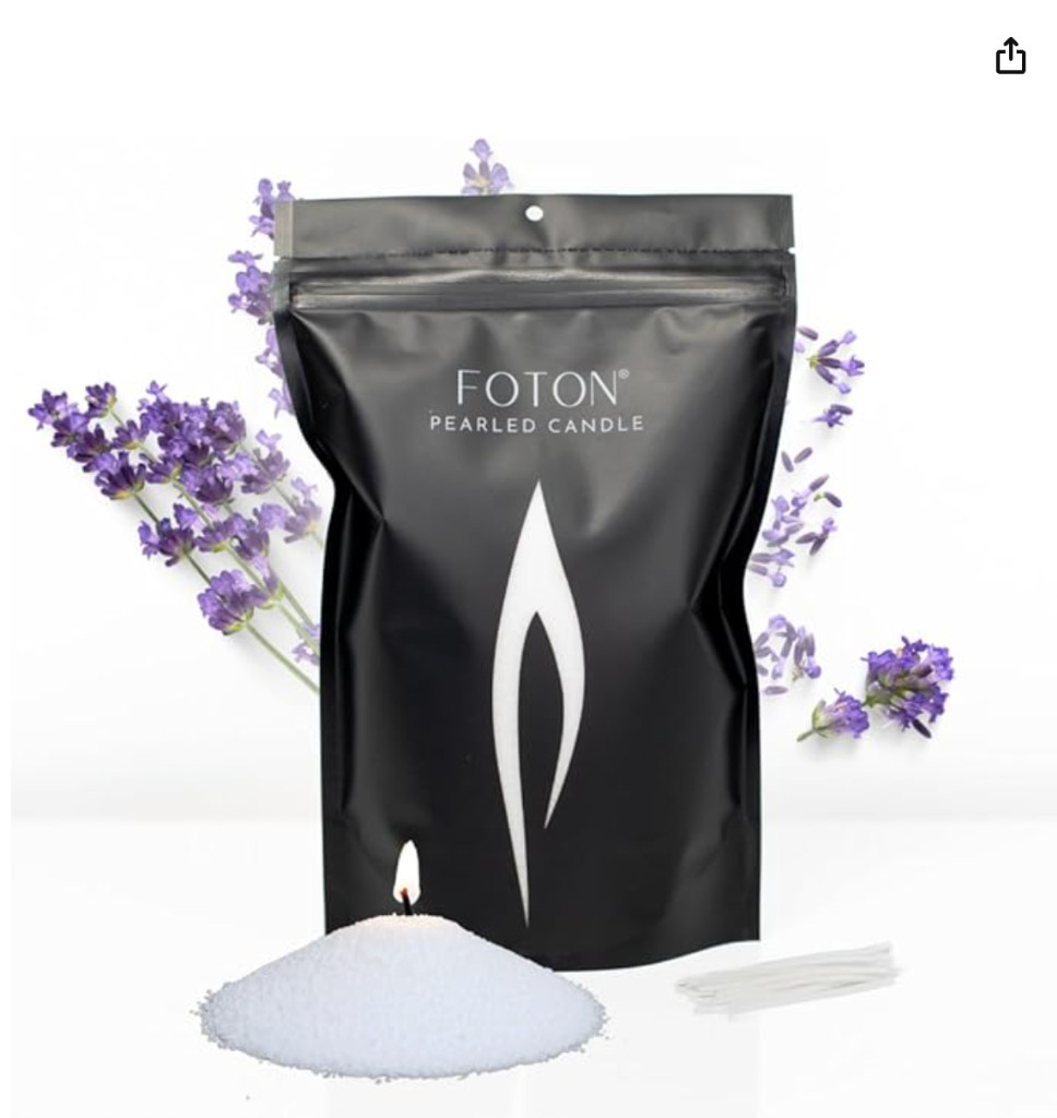 NEW Foton Pearled Candle Refill Beads 16 Oz Lavendar Love Scented + 30 wicks