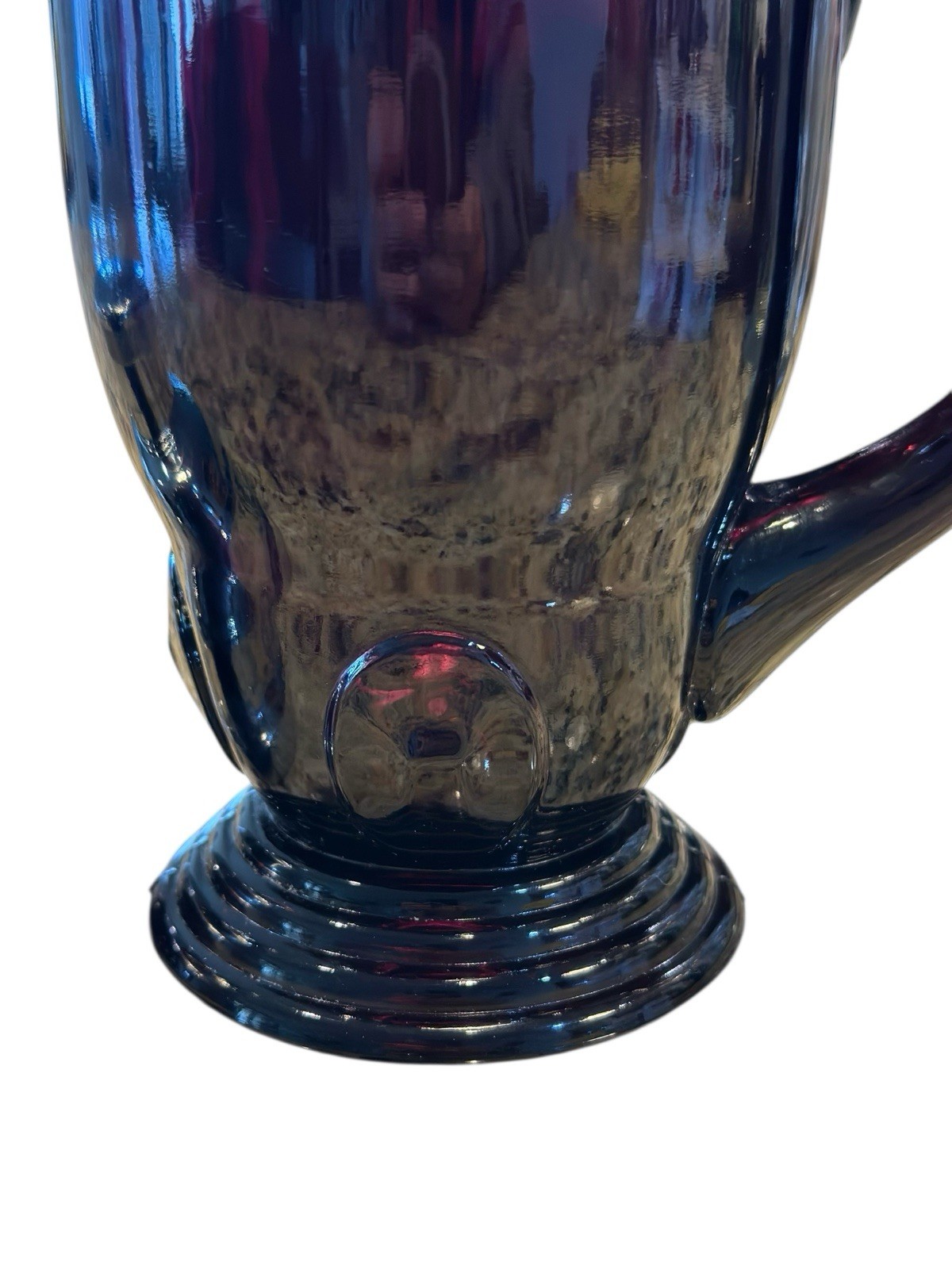 New Martinsville Moondrops Black Amethyst Glass Art Deco Cocktail Shaker Pitcher