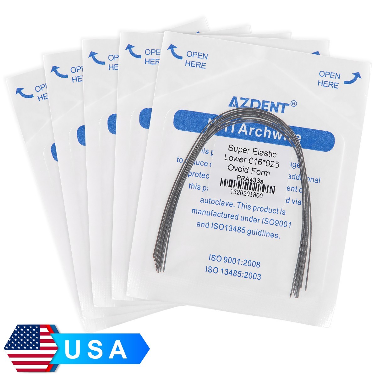 AZDENT Dental Ortho Braces Super Elastic Niti Ovoid Form Rectangular Arch Wires