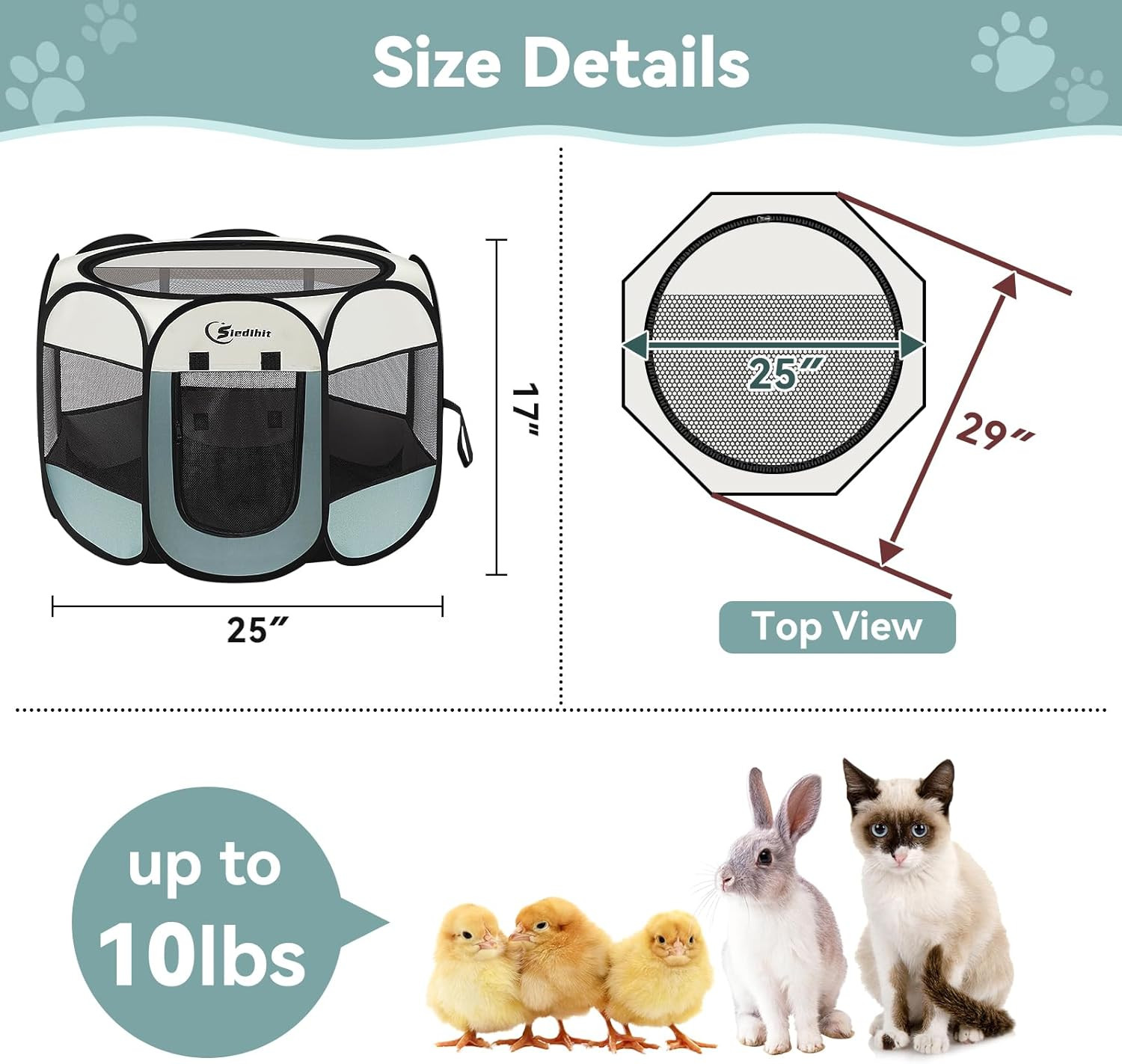 Dog Cat Playpen, Puppy Pet Playpen Indoor for Small Dog Crate Tent Cage Outdoor