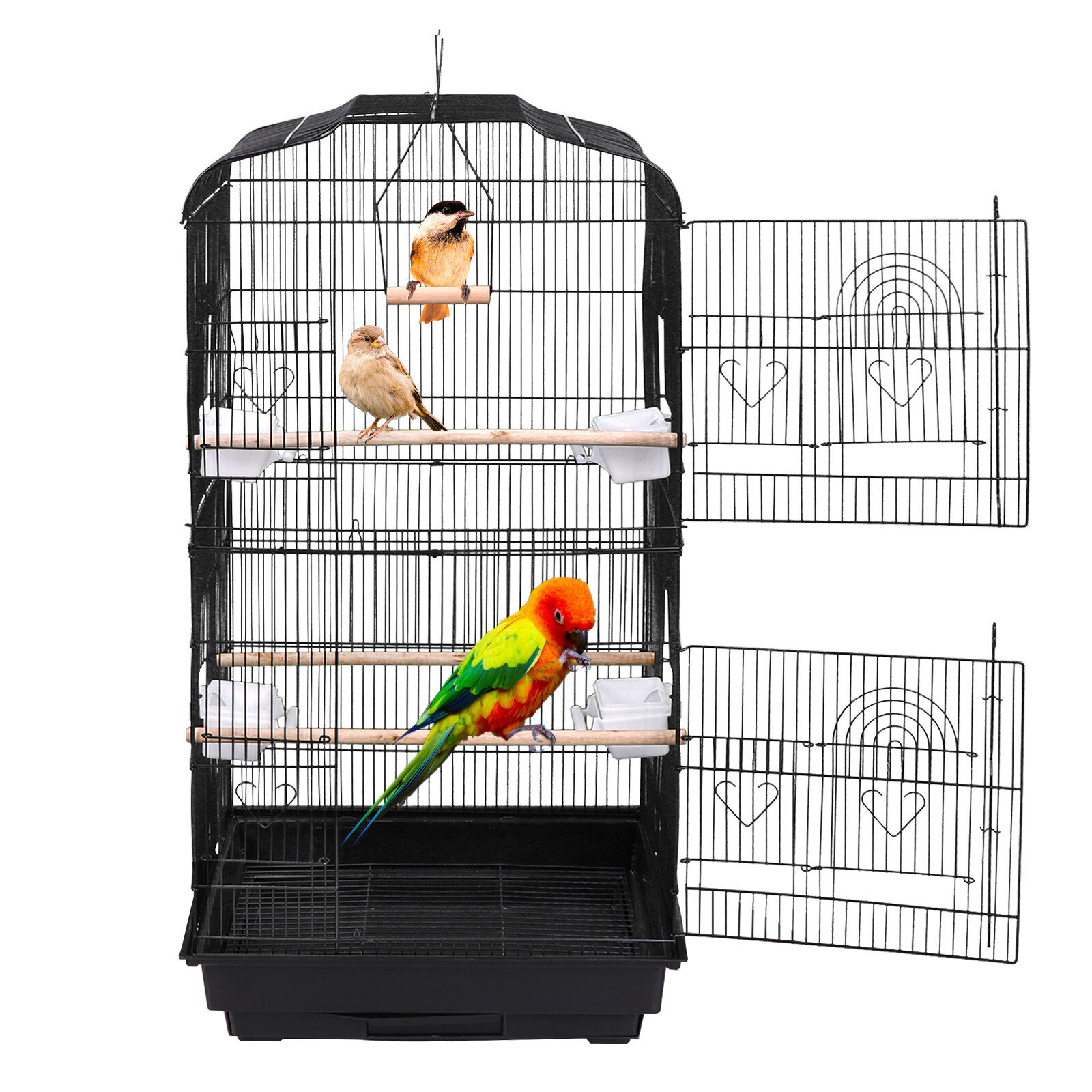 59'' Bird Cage with Rolling Stand Cockatiel Parakeet Finch Parrot Birdcage Black