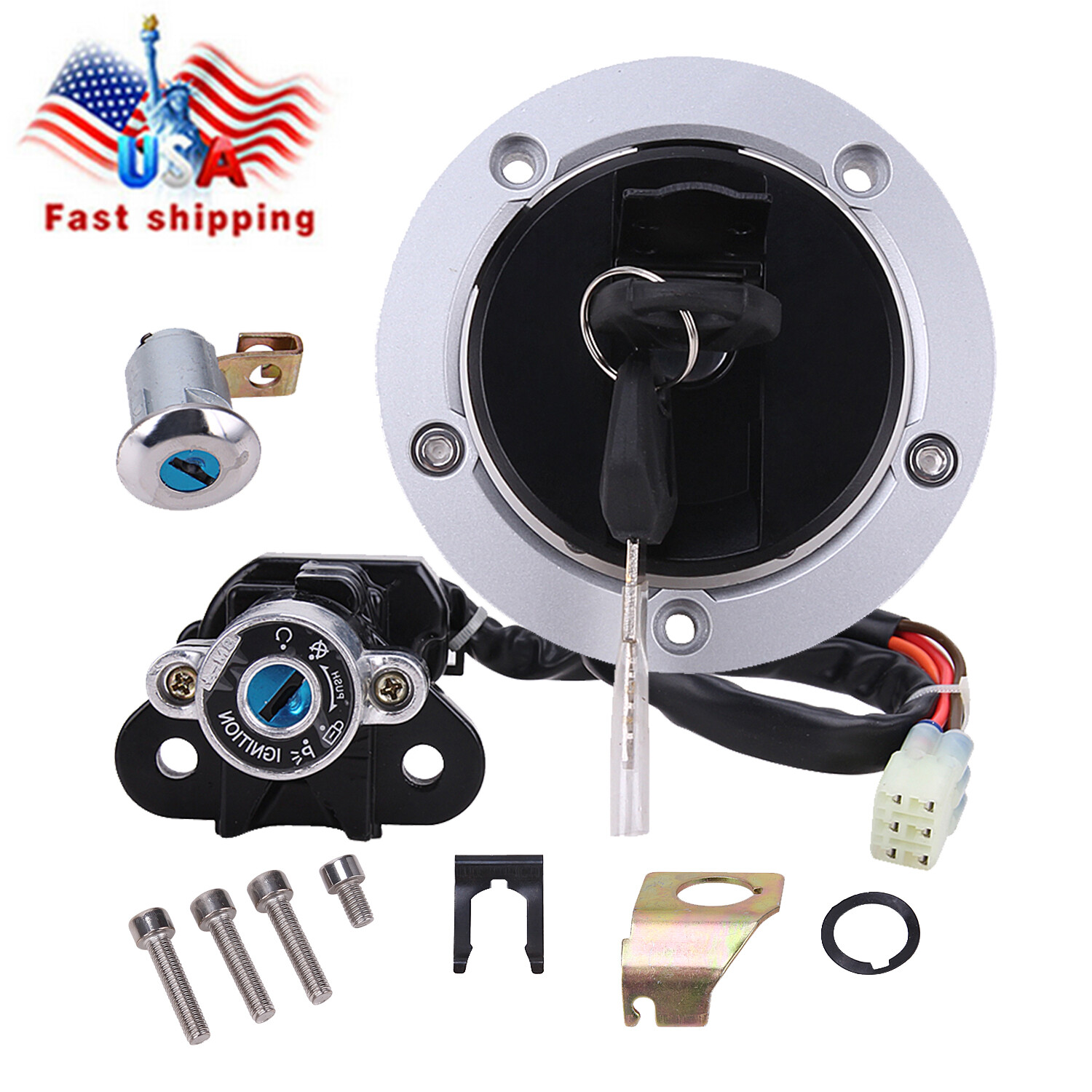 Ignition Switch Fuel Gas Cap Seat Lock Keys For Suzuki GSXR600 GSXR1000 2004-16