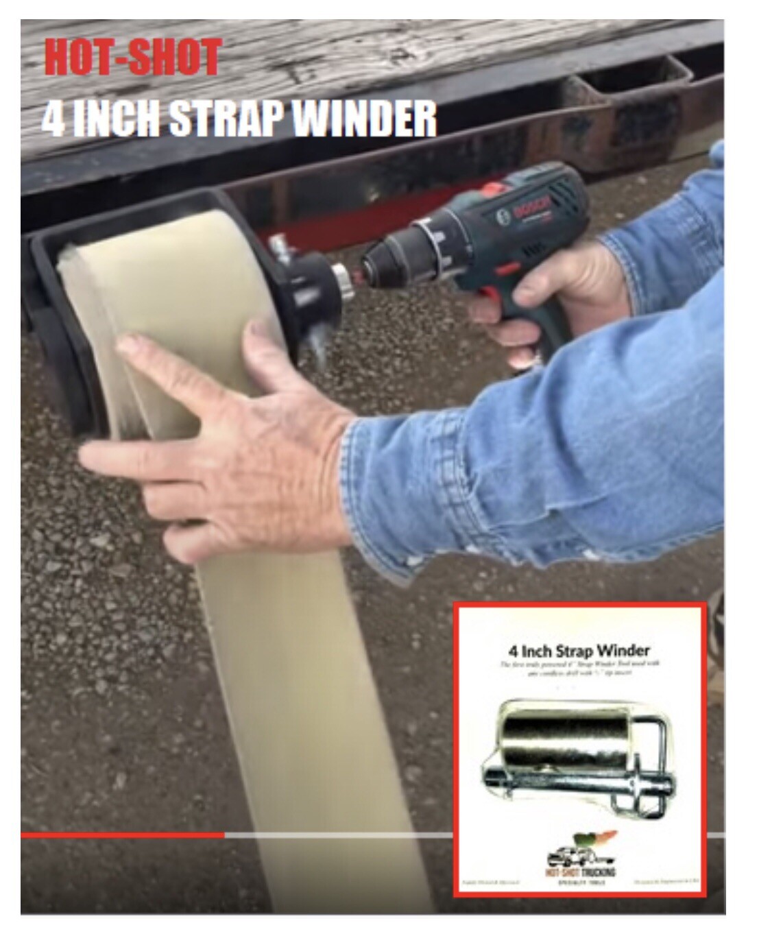 Professional 3" 4" Cargo Strap Winder Roller Truck Trailer Drill / Impact Driven