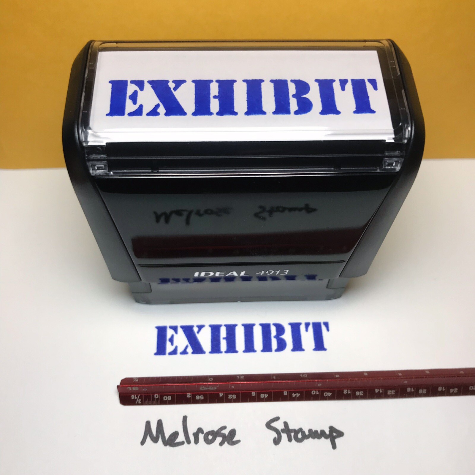 Exhibit Rubber Stamp Blue Ink Self Inking Ideal 4913
