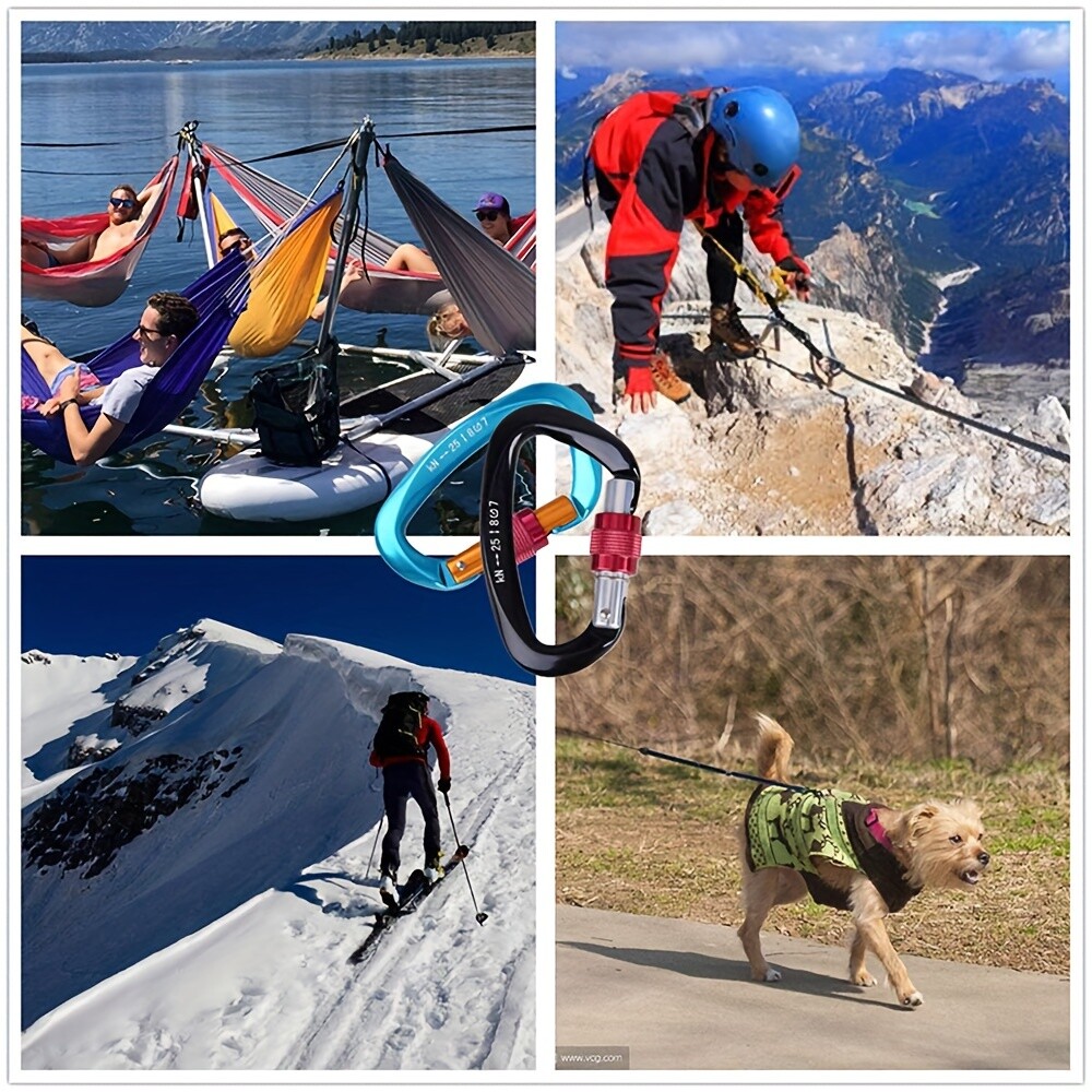 4 Pcs-25KN Aluminum Locking Carabiner Clips Rock Climbing Spring Snap Hooks Lot