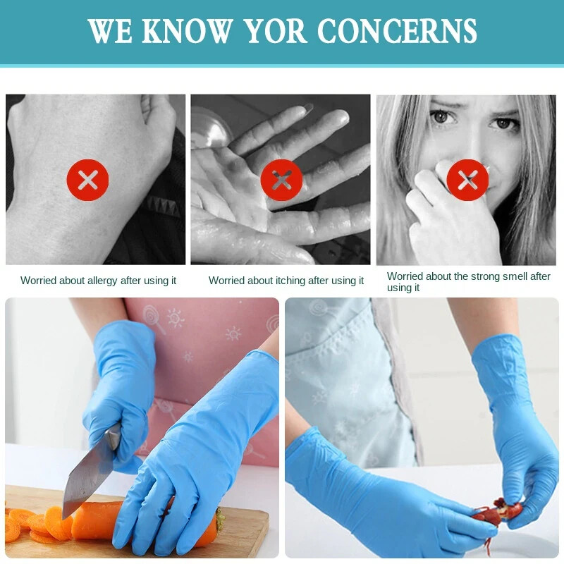 Blue Nitrile Disposable Gloves 3 Mil, Latex & Powder Free