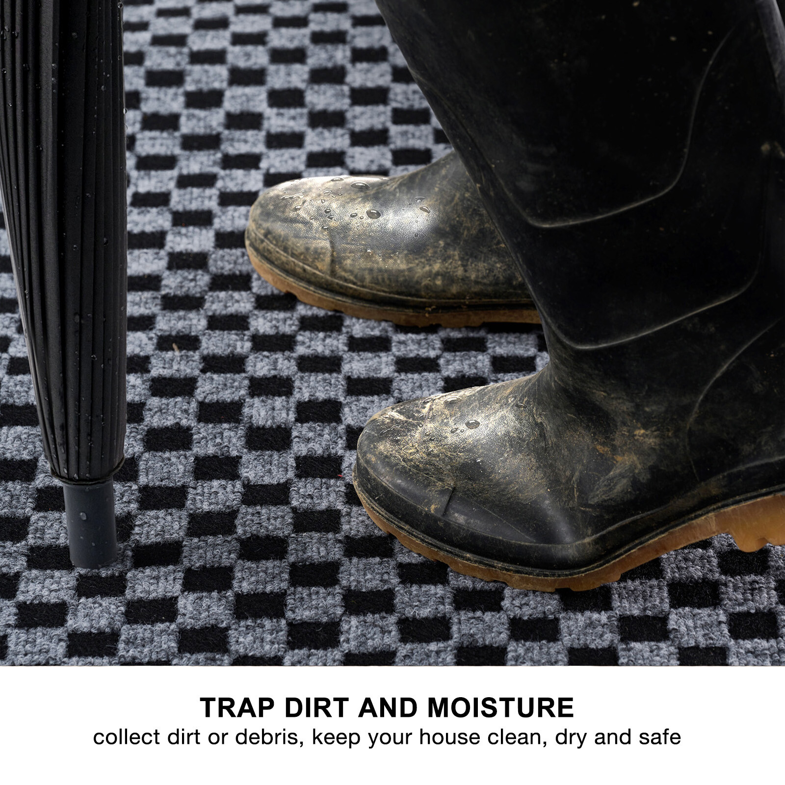 Runner Rug Hallway Non Slip Rubber Back Custom Size as Carpet Doormat Checkered