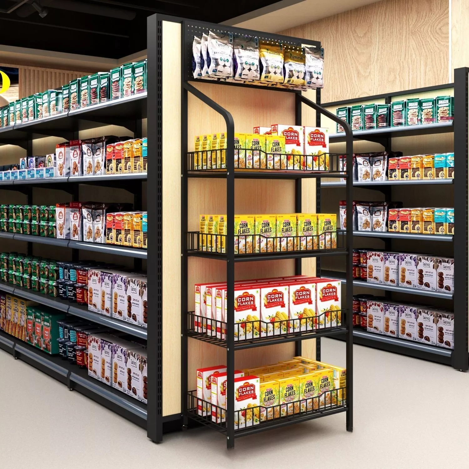 4Tier Black Retail Display Rack/Shelf/Frame/Stand Shop Freestand Snack Metal US