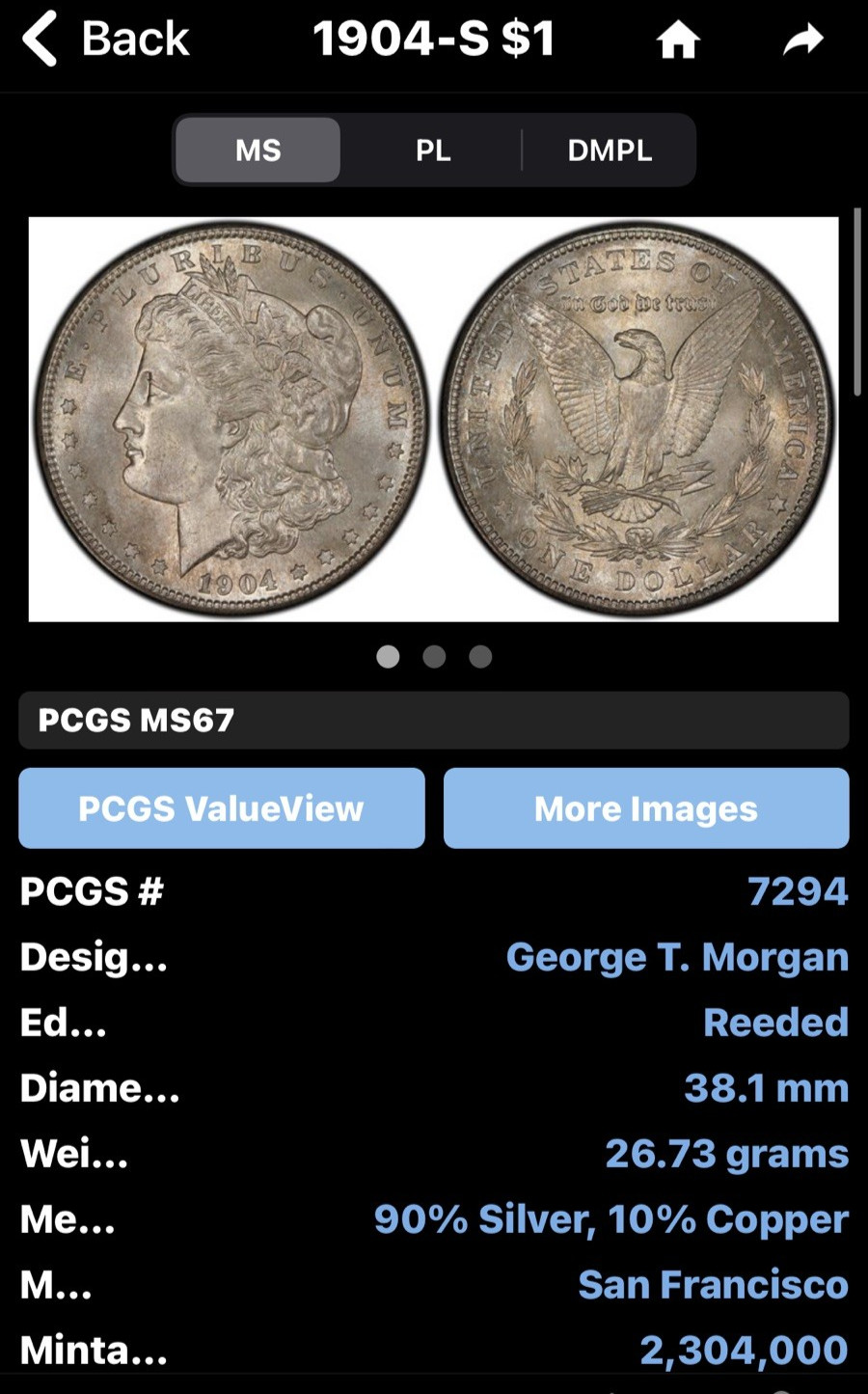 1904 S MORGAN "F/VF GRADE" - SCARCE, METTALIC LOOK, ATTRACTIVE CIRCULATED😍😍✅