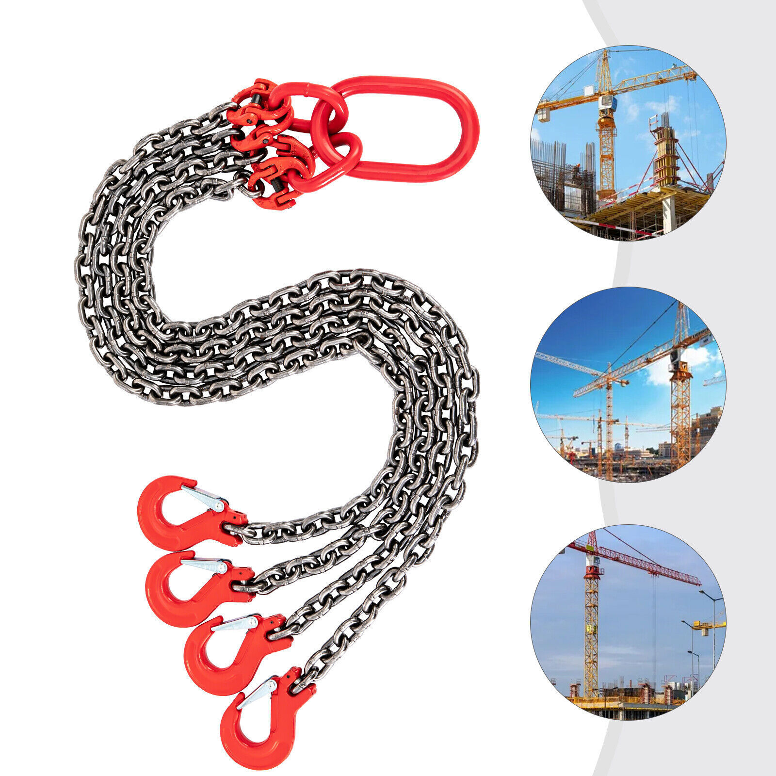 5Ton Chain Sling 5/16" in 4 Legs with Sling Hooks G80 Lifting Chain Sling Red