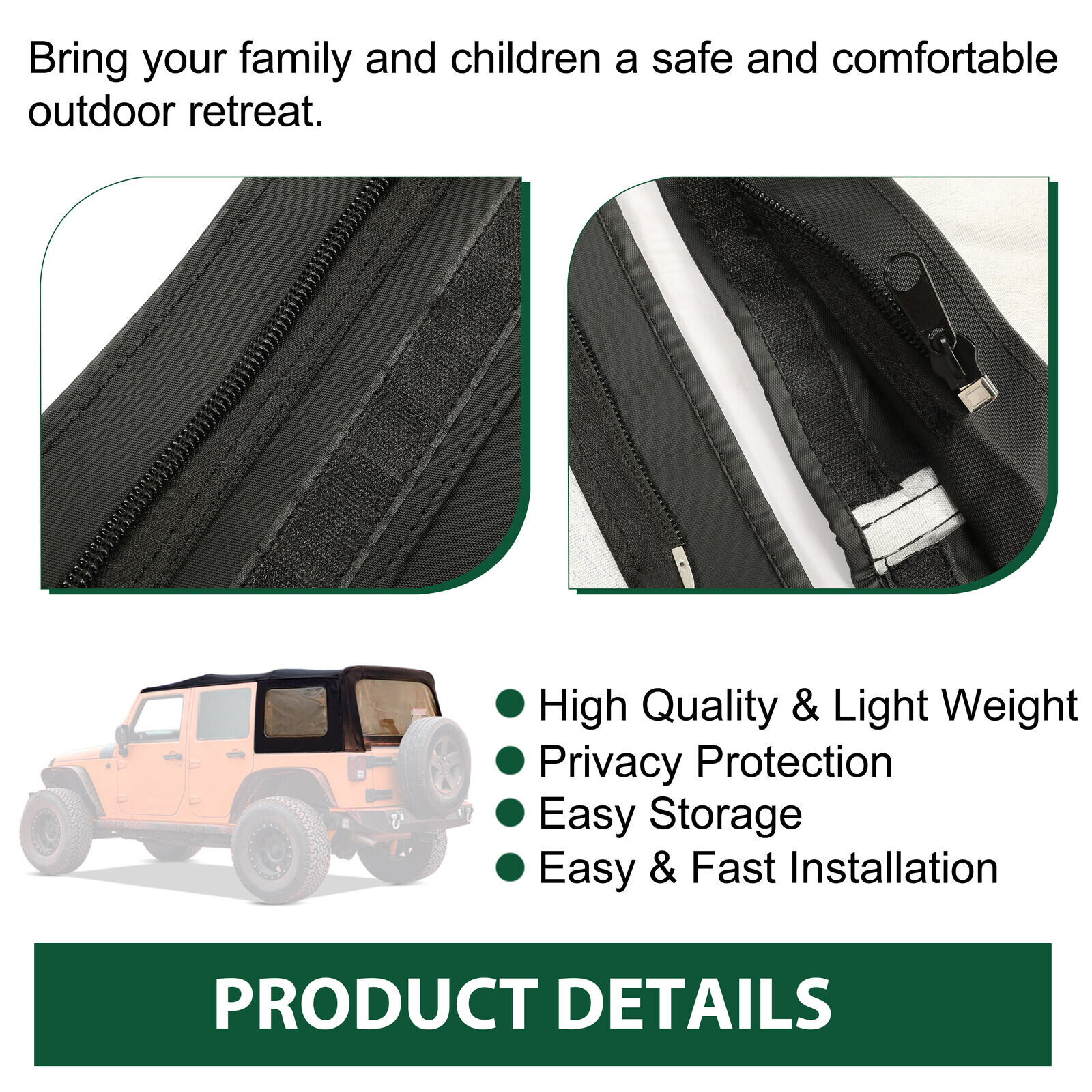 REPLACEMENT BLACK SOFT TOP W/ WINDOWS 9085235 FOR 10-18 JEEP WRANGLER UNLIMITED