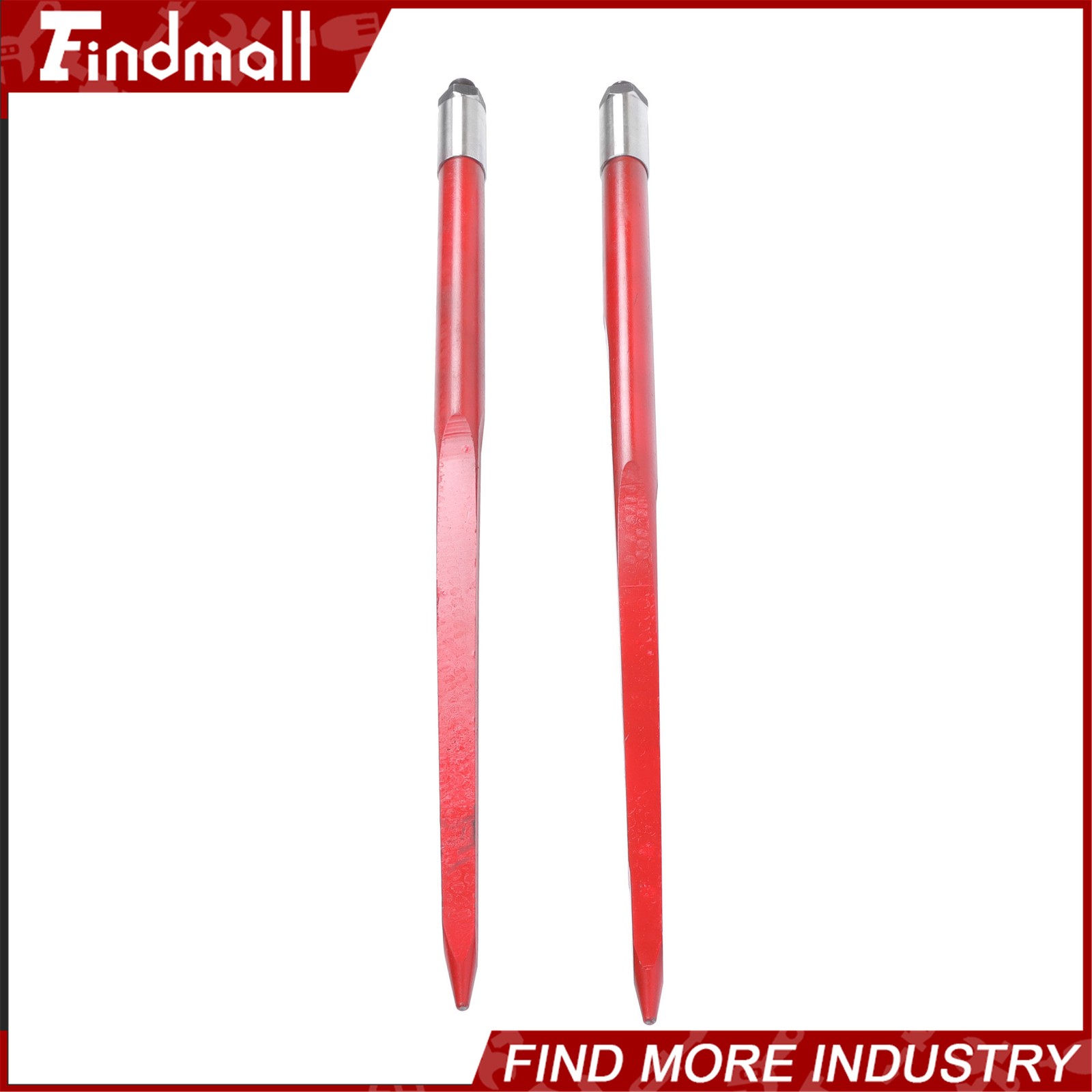 43" Hay Bale Spear Red 3000lbs Capacity Spike Fork Fit For Tractors Loaders 2Pcs