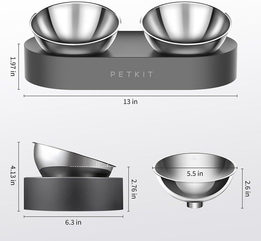 PETKIT Elevated Pet Bowl Stainless Steel Cat Dog Food Water Bowl Refurbished