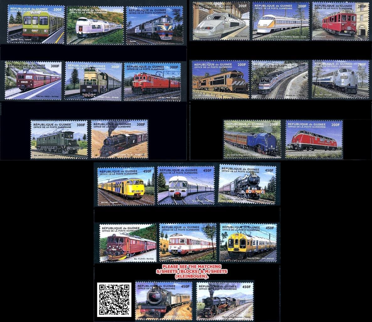 👉 GUINEA = vintage LOCOMOTIVES x3 full SETS  ** TRANSPORT, TRAINS, RAILROAD