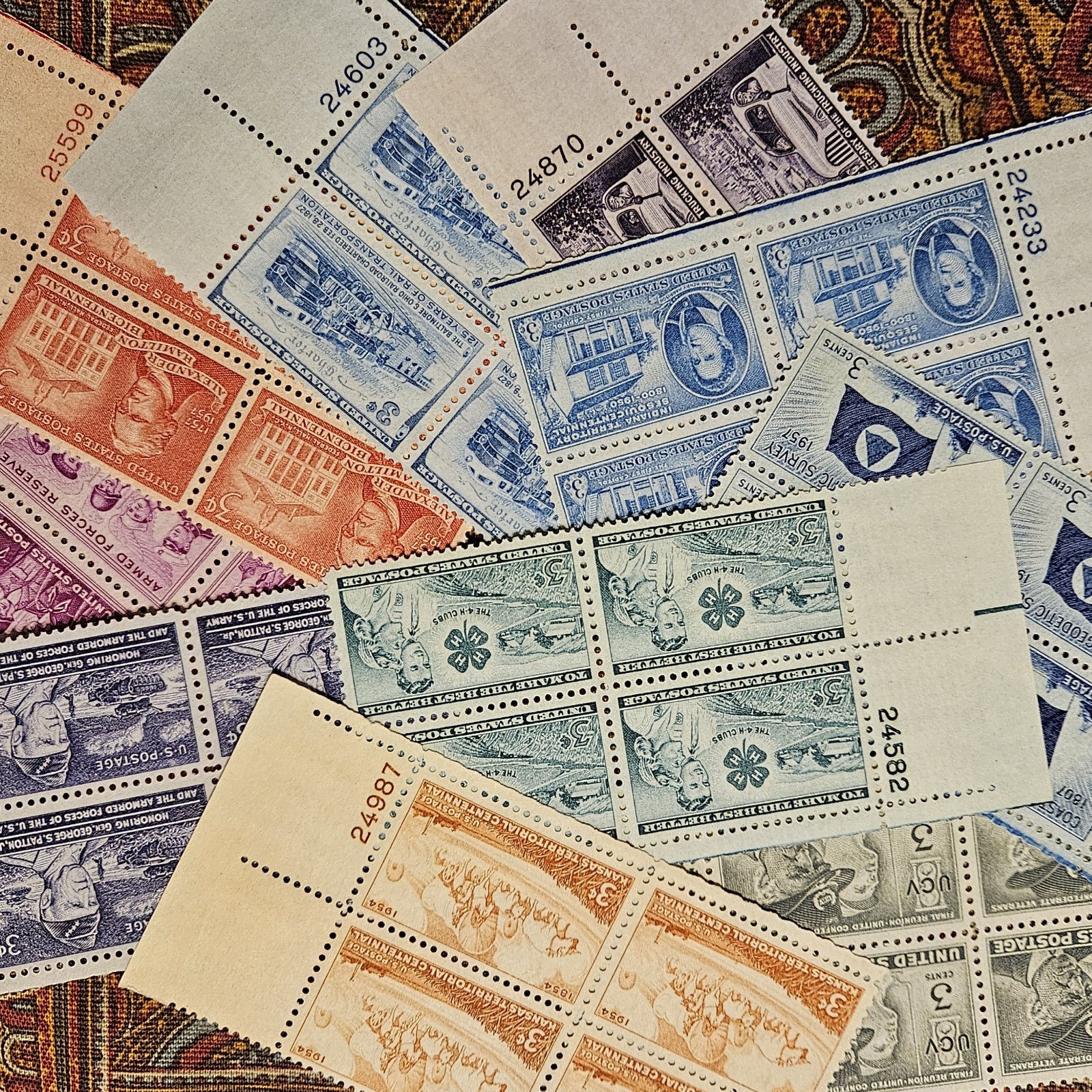 UNITED STATES Lot of 10 Different 1950s Commemorative Plate Blocks  MNH