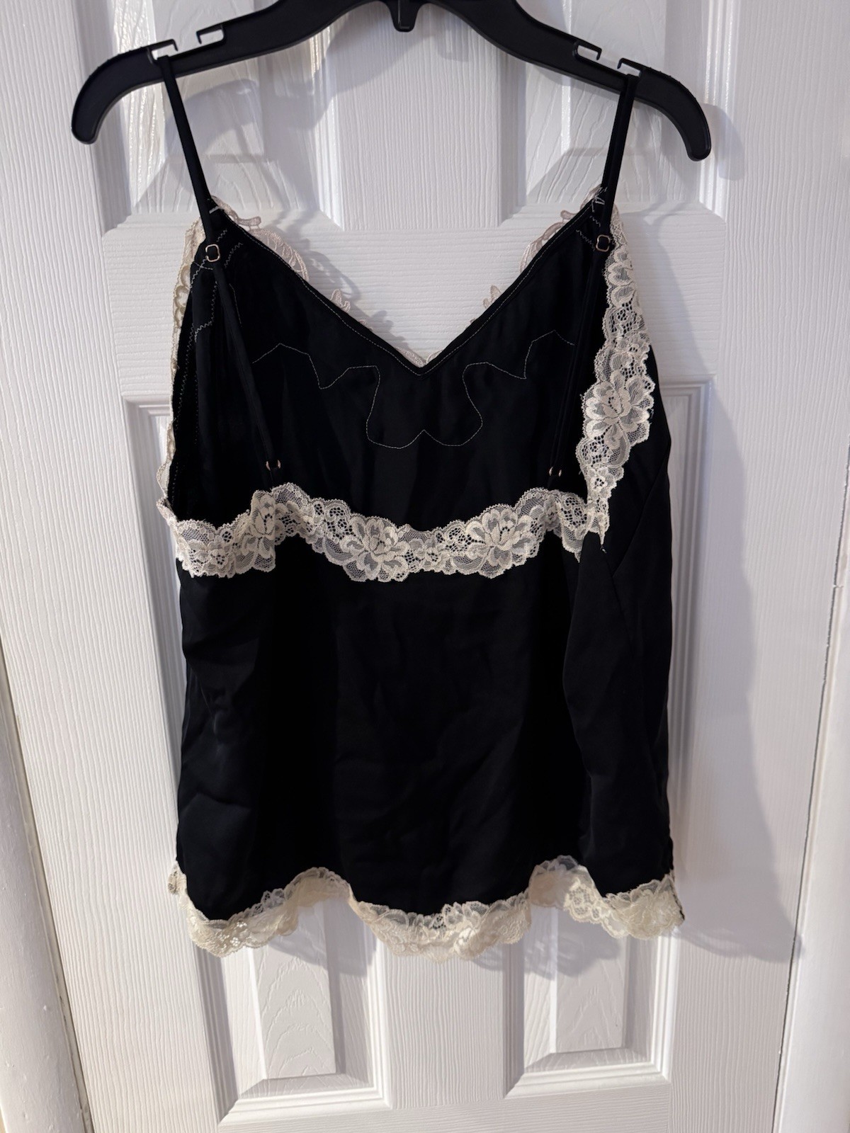 INC International Concepts Black Lace Trim Cami Top L Romantic Festival Fairy*