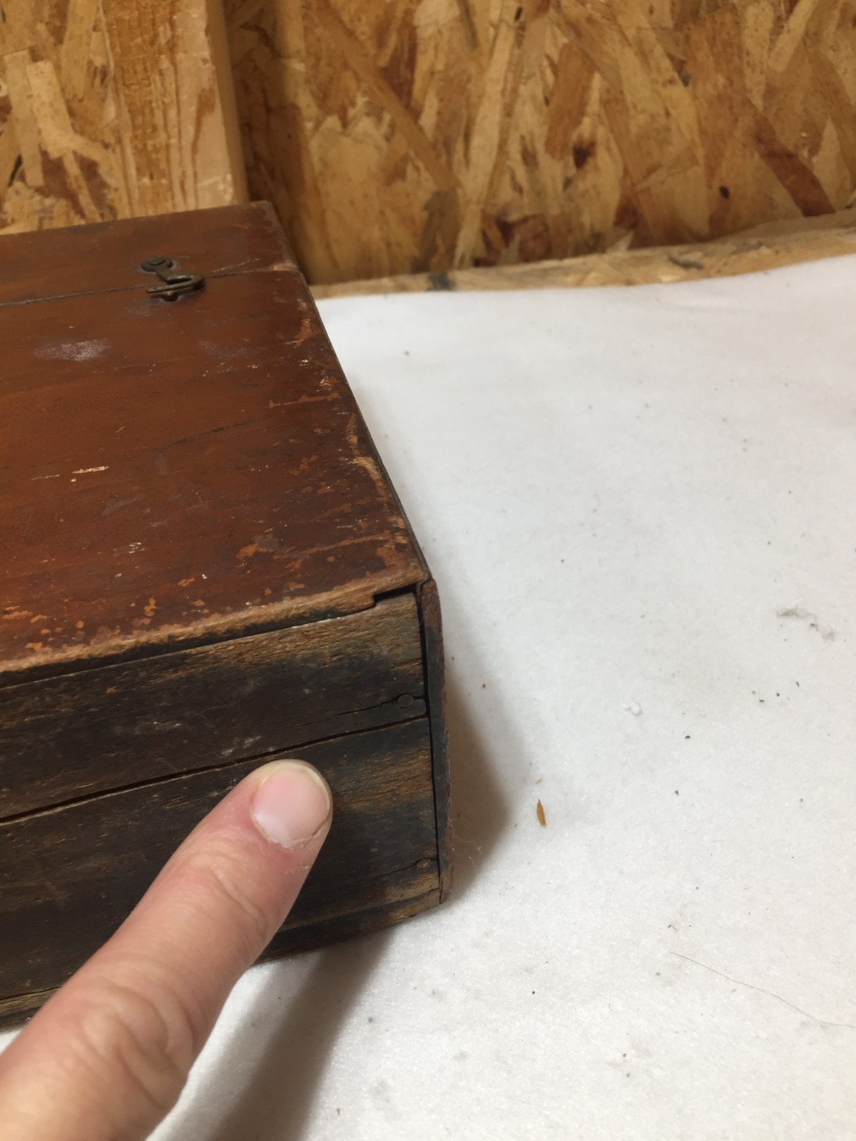 Antique Circa 1930s Hand Made Wood Chest 10" X 8" X 4" Top Compartment Lock