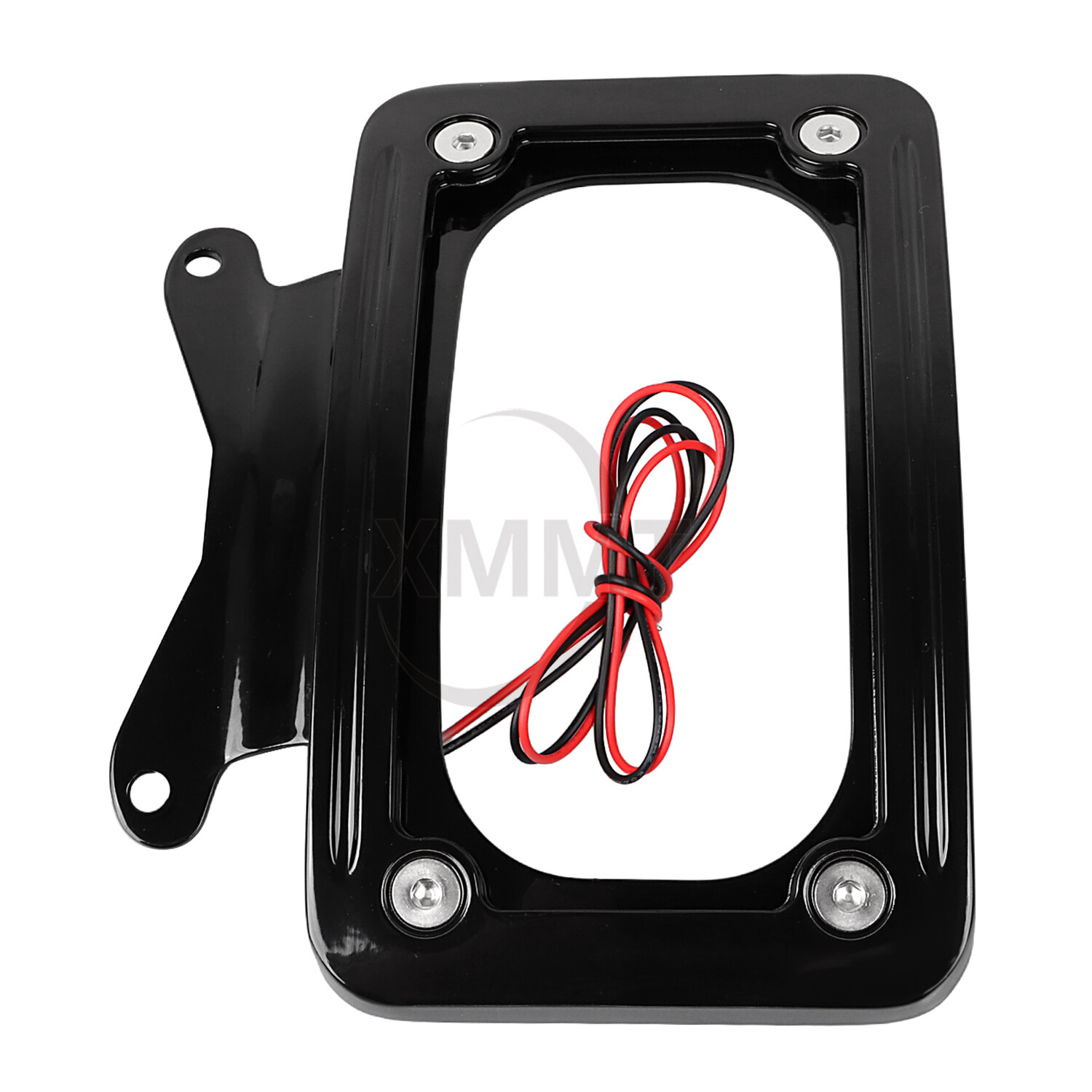 Black Curved License Plate Frame w/ LED Light For Harley Street Road Glide 10-23