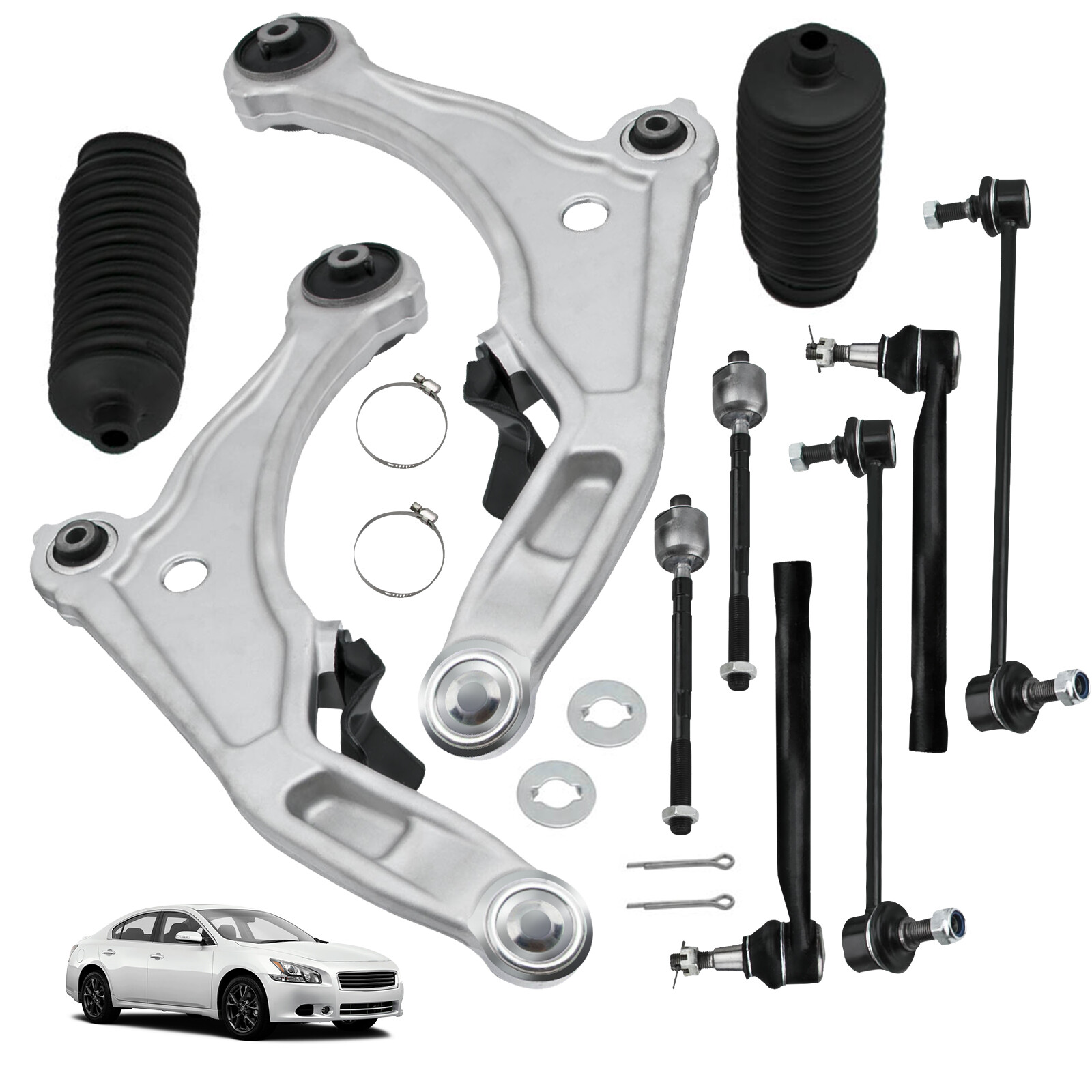 10x Front Lower Control Arms Tie Rod Sway Bar End Links for 09-14 Nissan Maxima