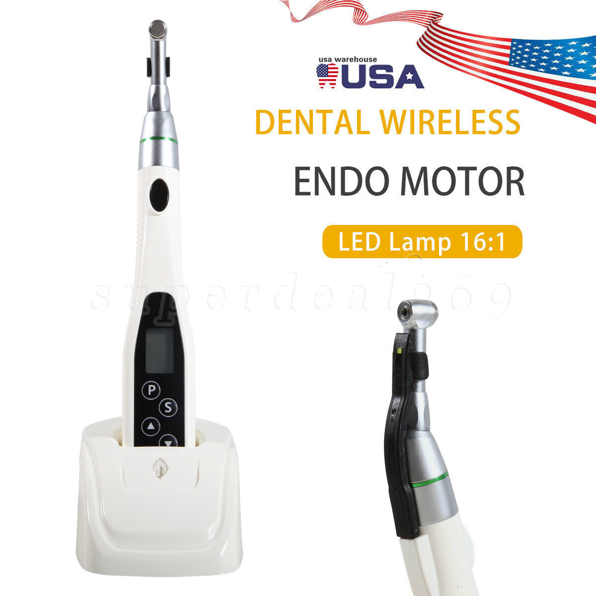 Dental Cordless LED Endo Motor Endodontic​ Treatment 16:1 Contra Angle Handpiece