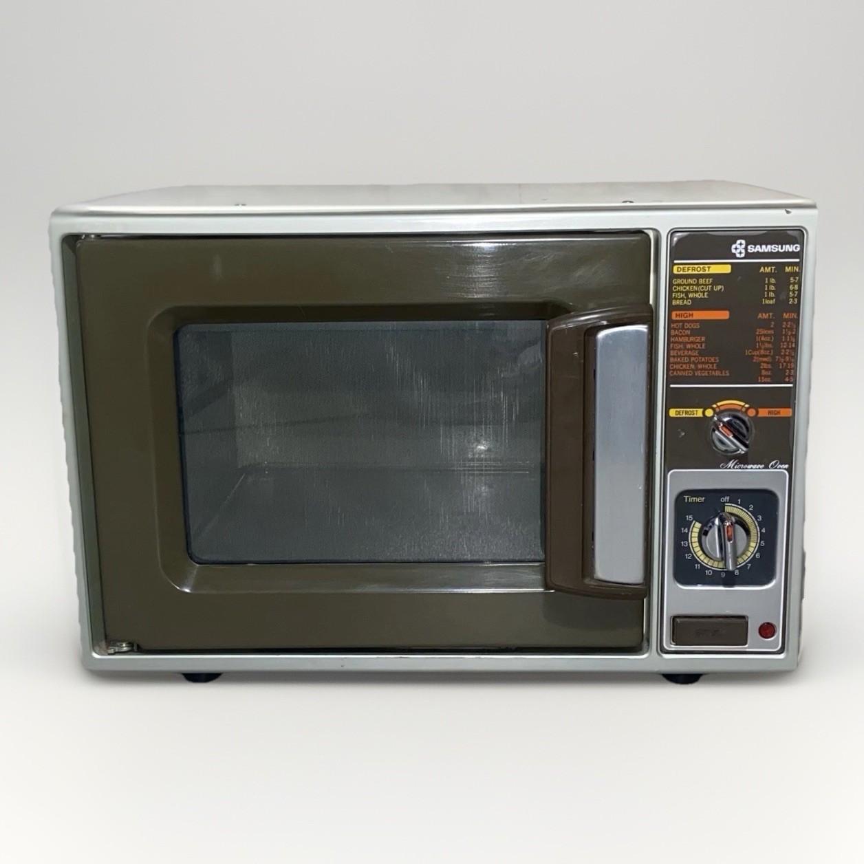 Vintage 80’s Samsung Microwave Oven Model RE-525D Faux Wood Grain Cooking Oven