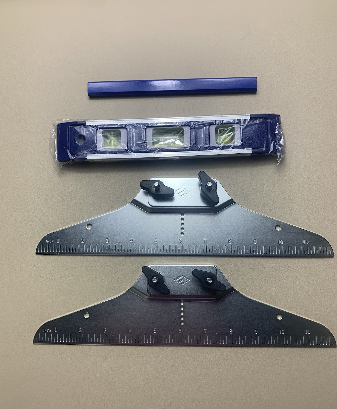 Staircision Stair Tread Template Tool - Stair Gauge Set with Pencil + Level