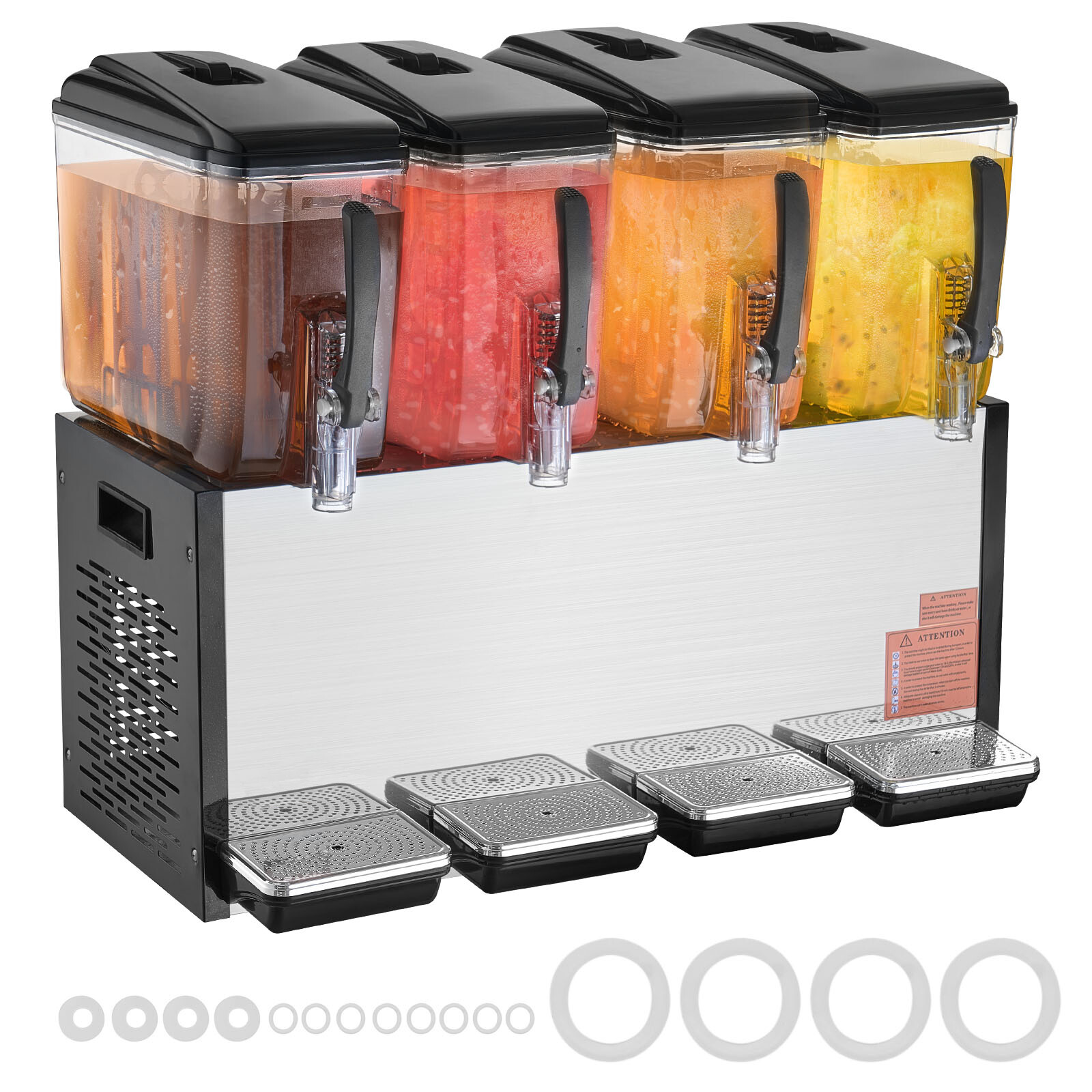 Commercial Beverage Juice Dispenser 12L x 4 Tanks Cold Juice Ice Drink Dispenser