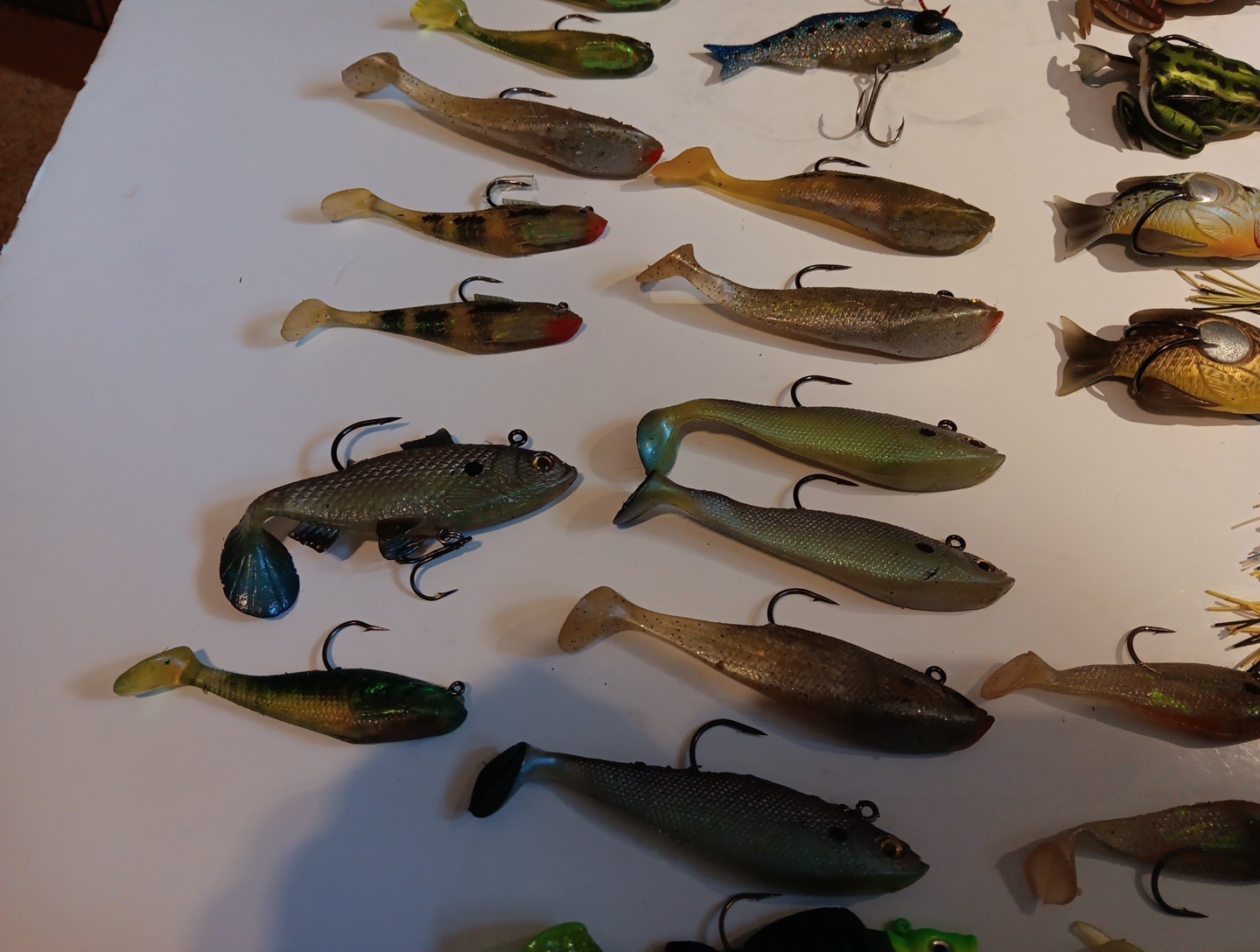 Lot of 43 Weedless & Rubber Lures Frogs, Turtle, Fish w/case