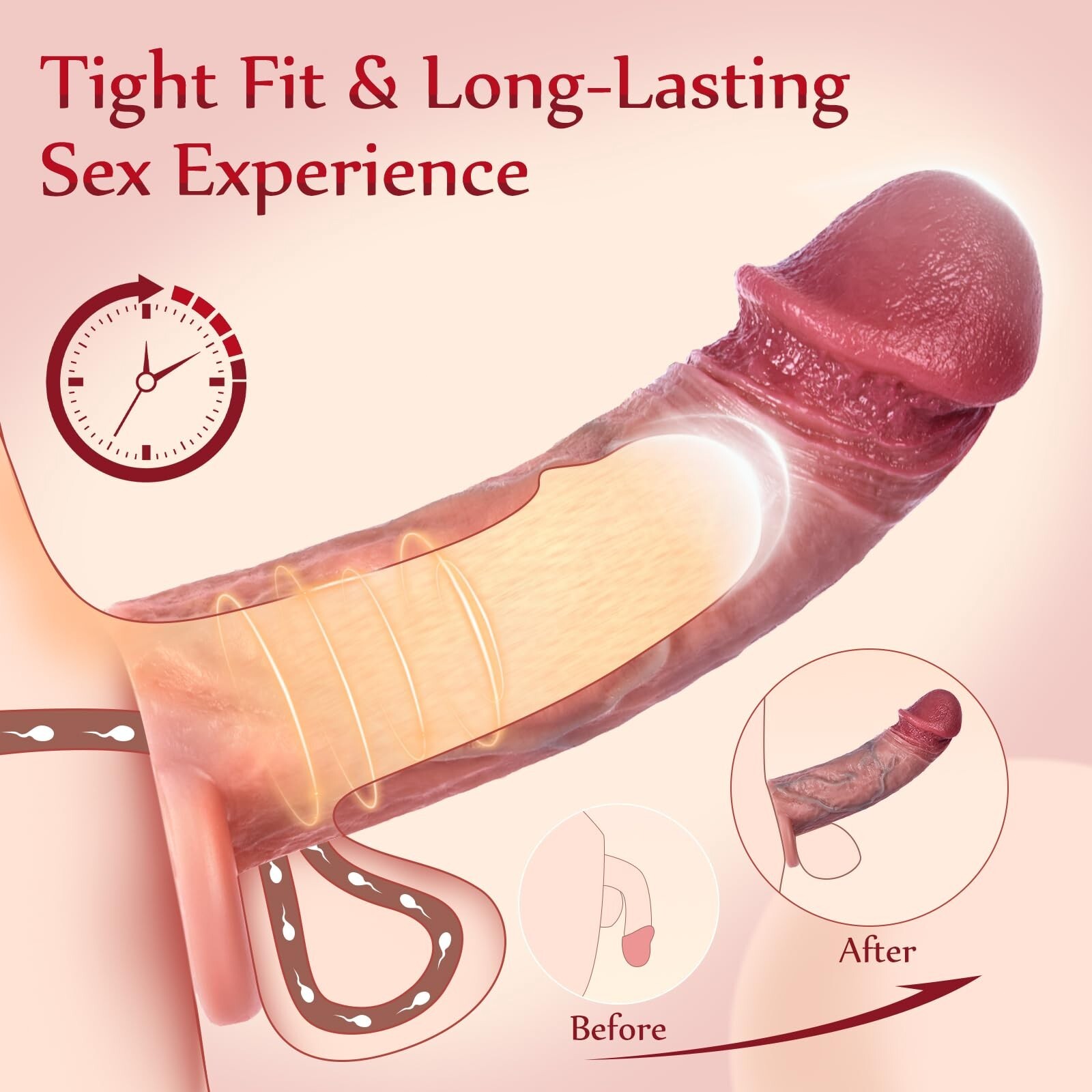 Male Cock-Girth-Enlarger-Enhancer-Penis-Extension-Extender-Sheath-Sleeve-Men Big