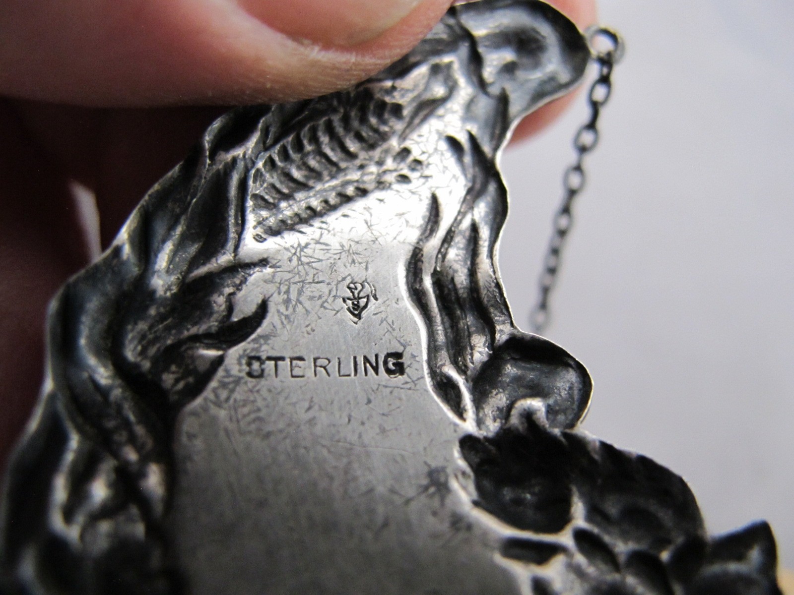 Old INTERNATIONAL Sterling WHISKEY DECANTER LABEL-Crescent Shaped