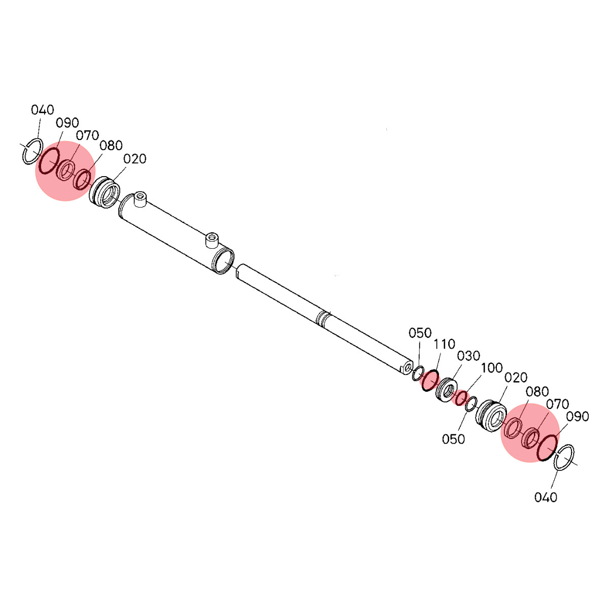 Steering Hyd Seal Kit Fits Kubota BX1800D BX1830D BX2200D BX2230D BX22D BX23D