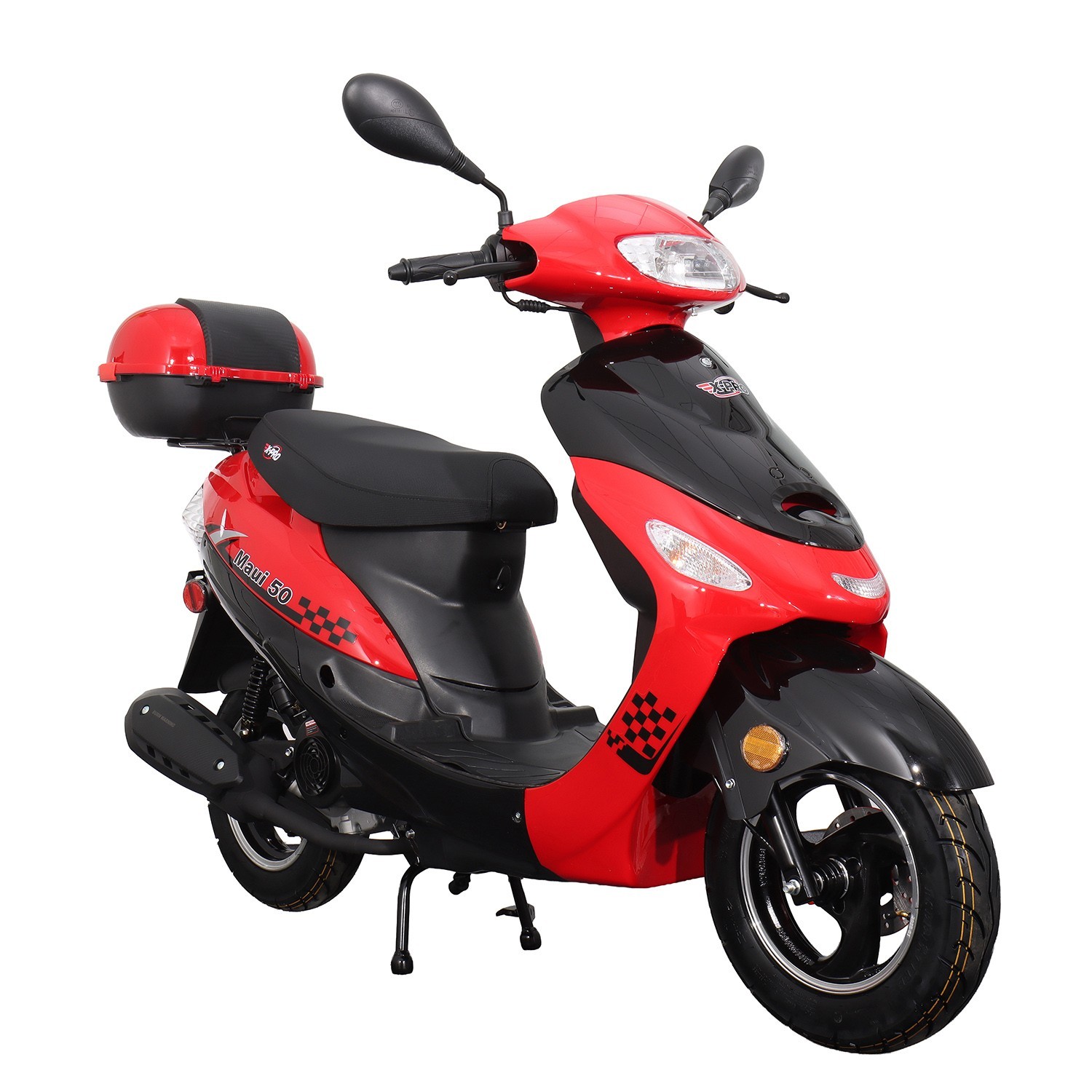 X-PRO Maui 50cc Gas Scooter Moped with 10" Aluminum Wheels, Electric/Kick Start