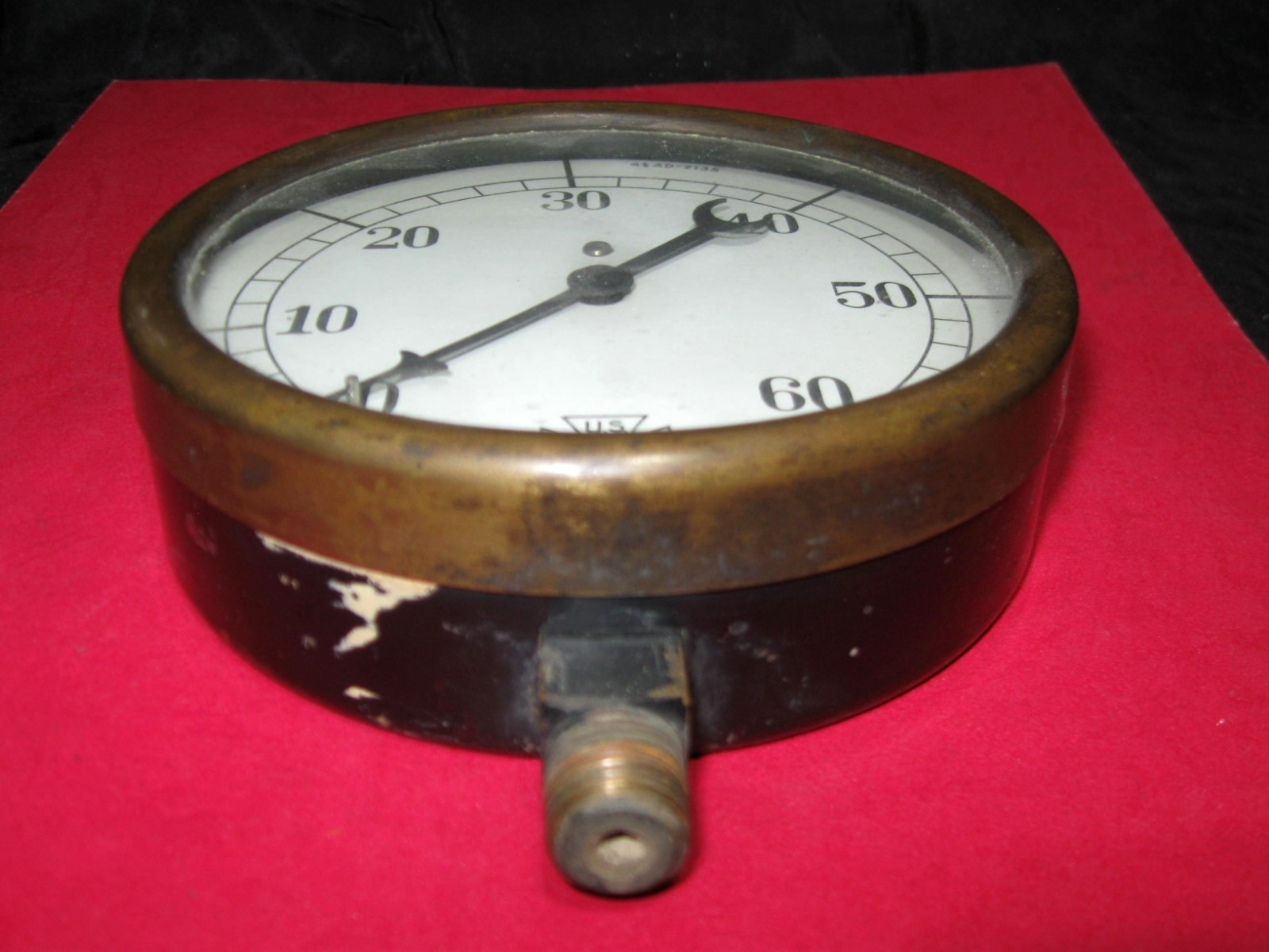 Antique US Gauge Co Brass Steam 60 PSI Gauge Boiler Engine GREAT STEAMPUNK