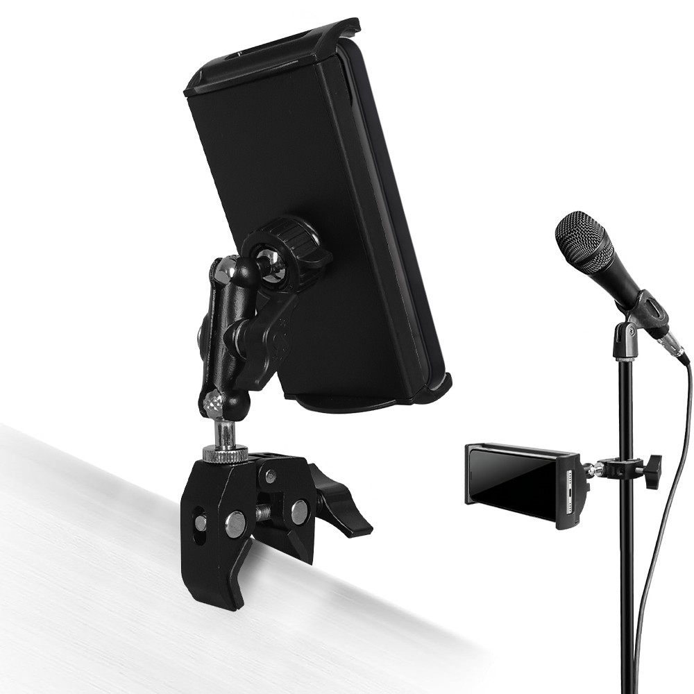 Microphone Stand Tablet Holder Bike Treadmill Mount for 4.7-12.9" iPad iPhone