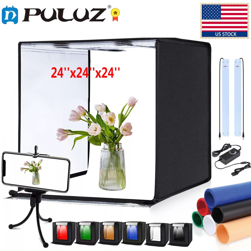 US PULUZ 24"x24"x24" Studio Large Photo Light Box Foldable Tent with Backdrops
