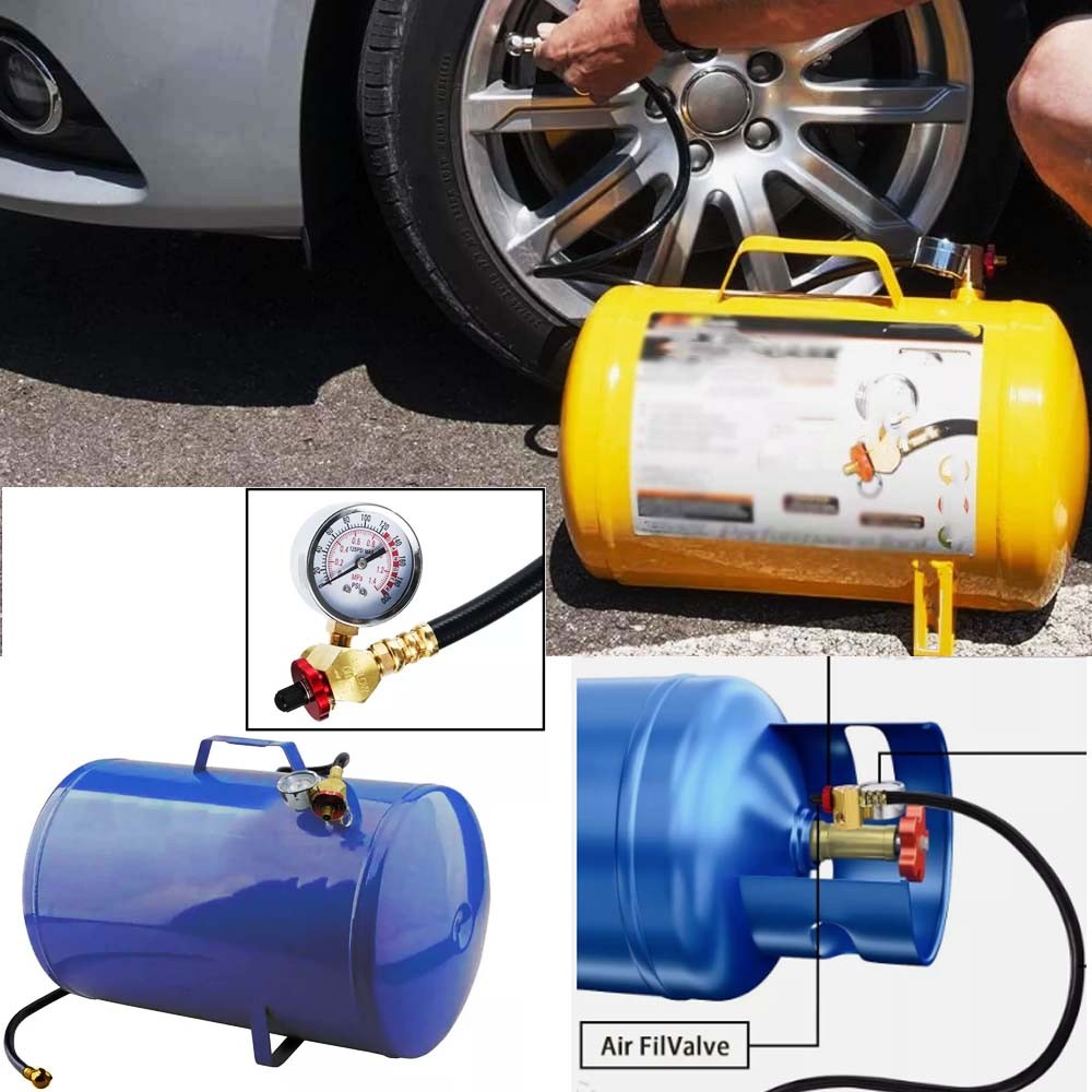 Air Tank Repair Kit Air Tank Valve Kit with Hose 1.6" Pressure Gauge FAST SHIP