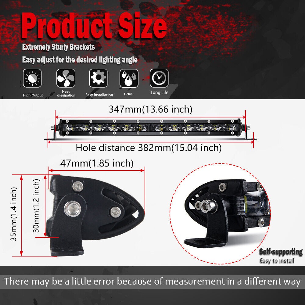 Fit Can Am Maverick X3 & Max Shock Tower 14" LED Light Bar +Mount Bracket+Wire