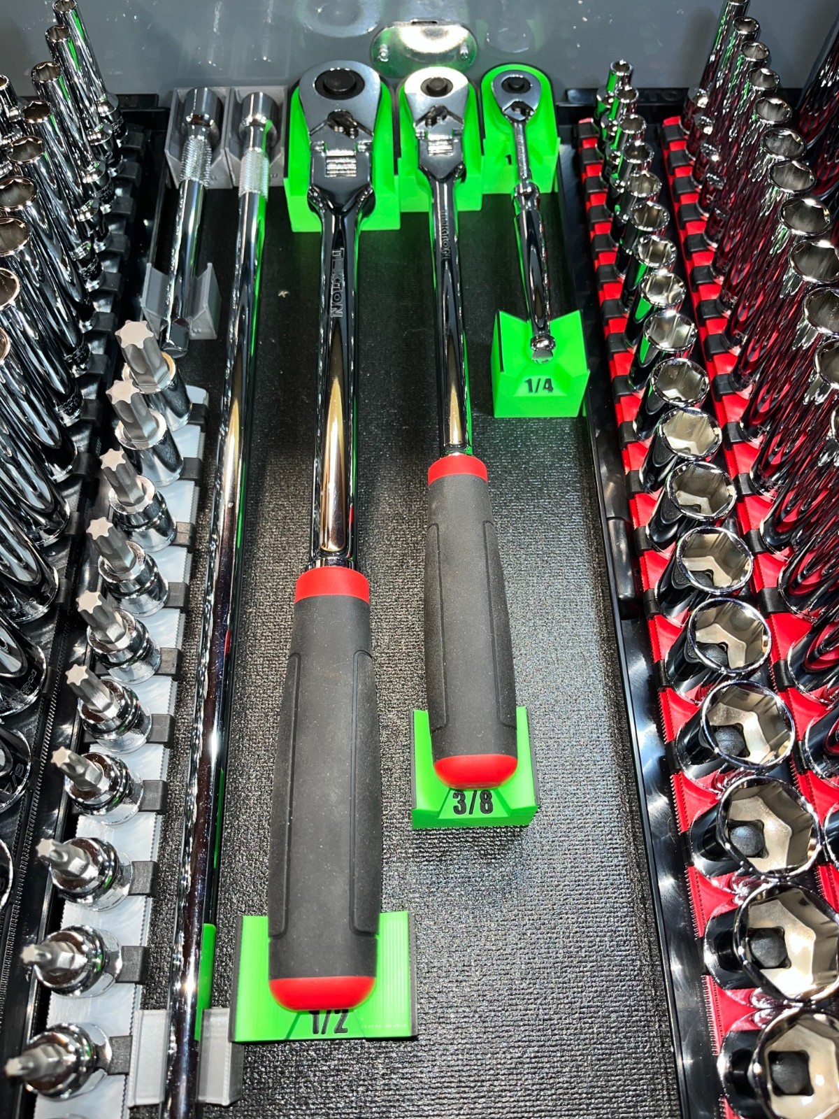 Ratchet Holders - 1/4”, 3/8”, 1/2” - Magnetic Tool / Toolbox Organizer