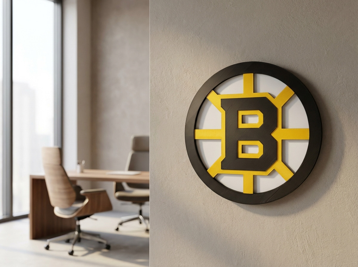 Boston Bruins 3D Wall Sign NHL Hockey Decor Black & Gold Man Cave