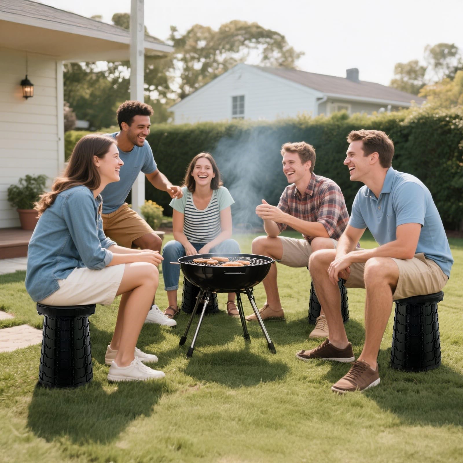 1 PCS Upgraded Foldable Stool Thickened Portable Collapsible Stool (BLACK)