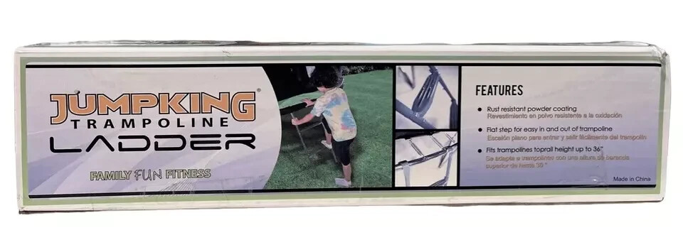 JumpKing Flat Step Trampoline Ladder Fits Toprail Height Up To 36” NEW