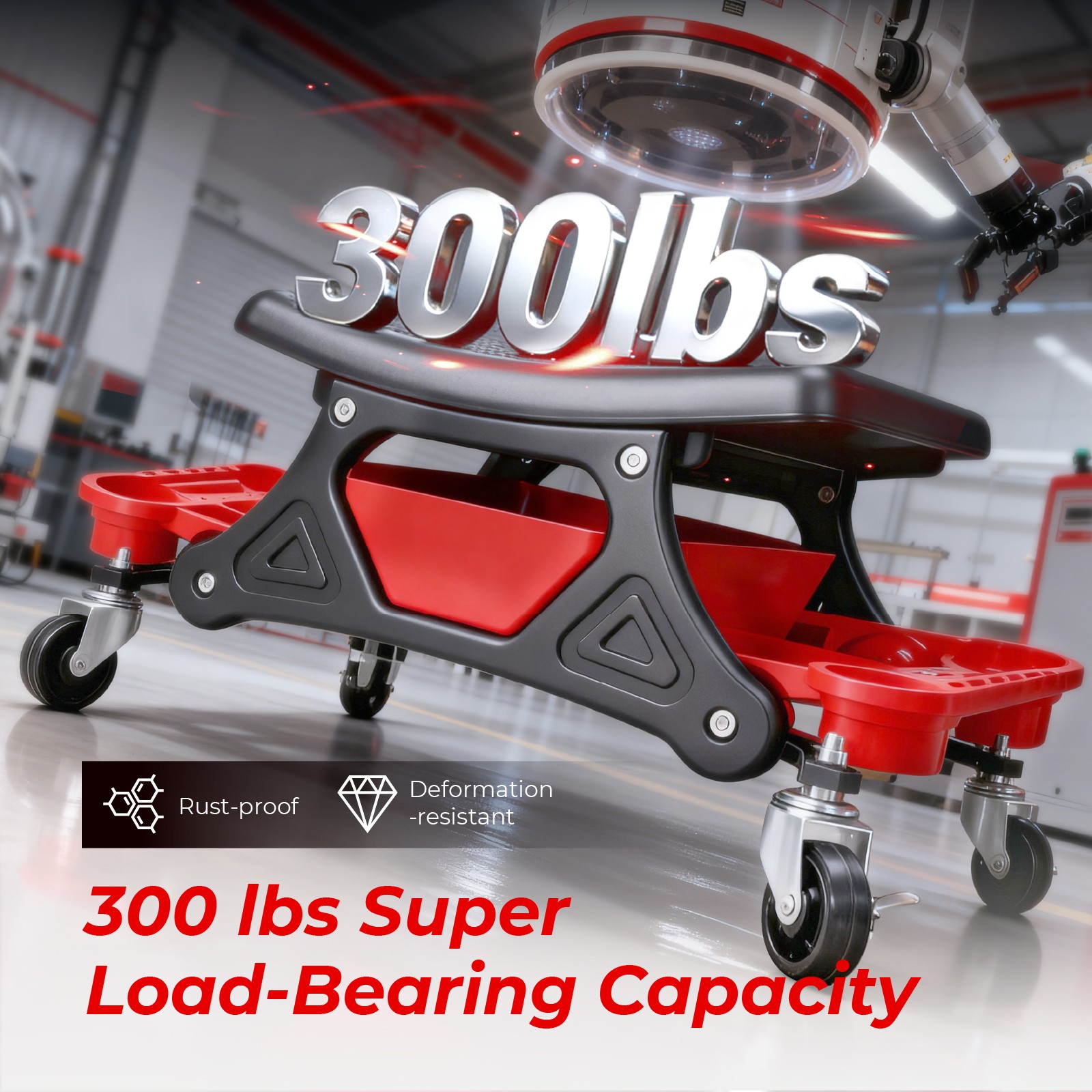 300lb Rolling Shop Stool w/ Tool Storage Mechanic Roller Seats & Creepers