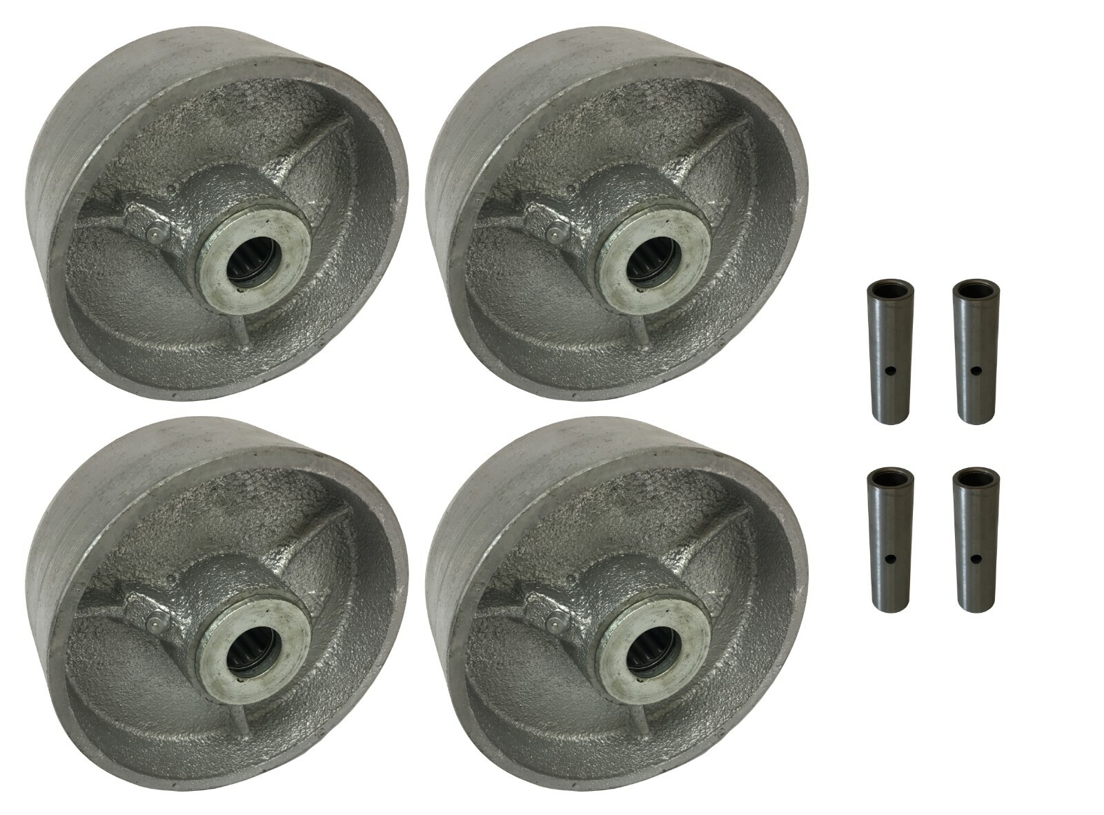 4 Heavy Duty Caster Wheels Set 4" 5" 6" 8" Steel Wheels Set With Bearing & Kit