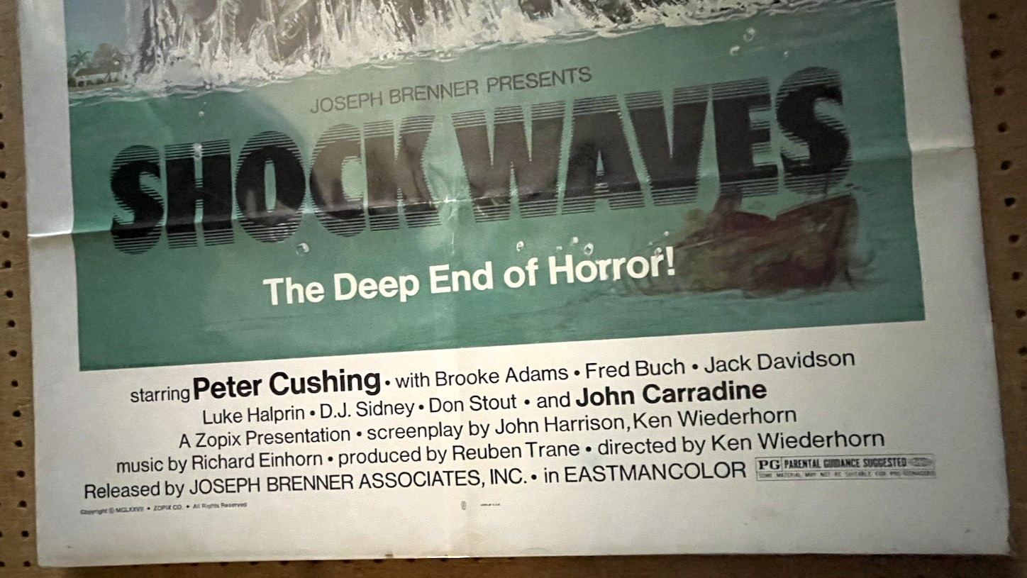ORIG. MOVIE POSTER~ SHOCK WAVES~ PETER CUSHING~1977~ SHOCK WAVE~ONE SHEET 27X41