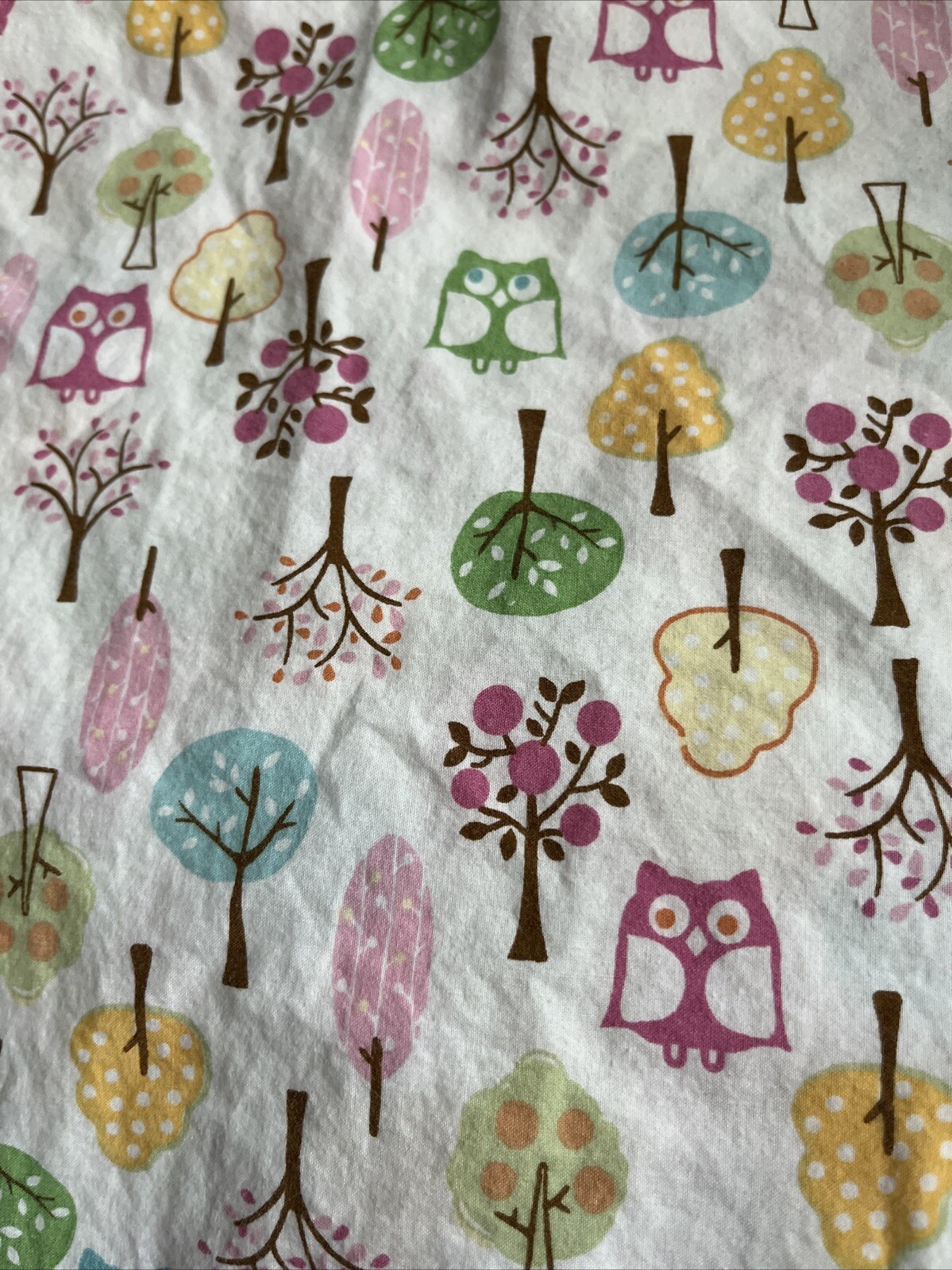 Pottery Barn Kids Woodland Owls Trees Twin Flat Sheet