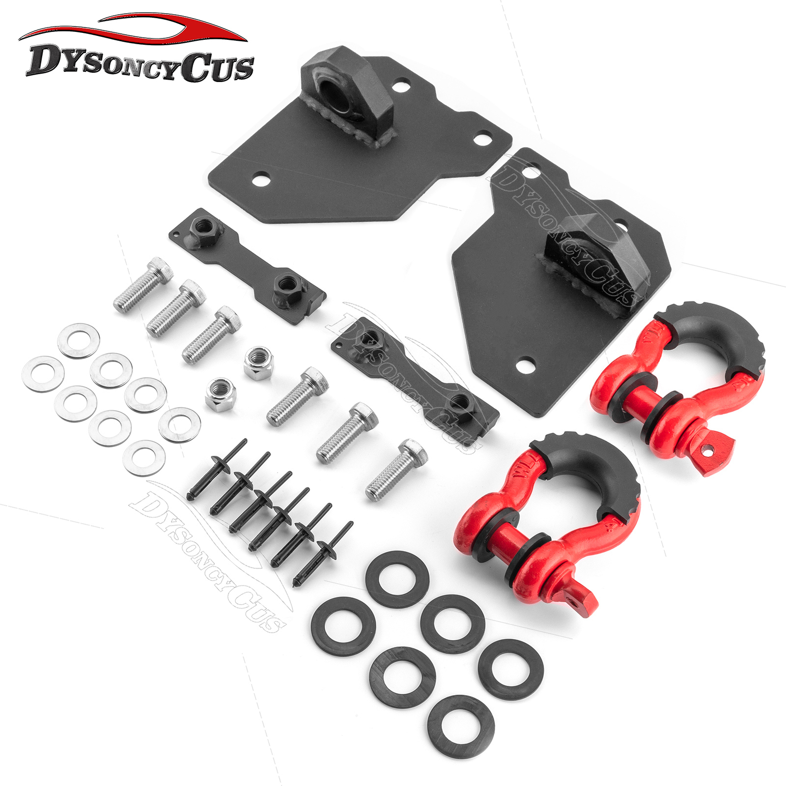 For 2005-2011 Jeep Grand Cherokee Front Tow Hook Shackle Mount+ 3/4'' D Ring Kit