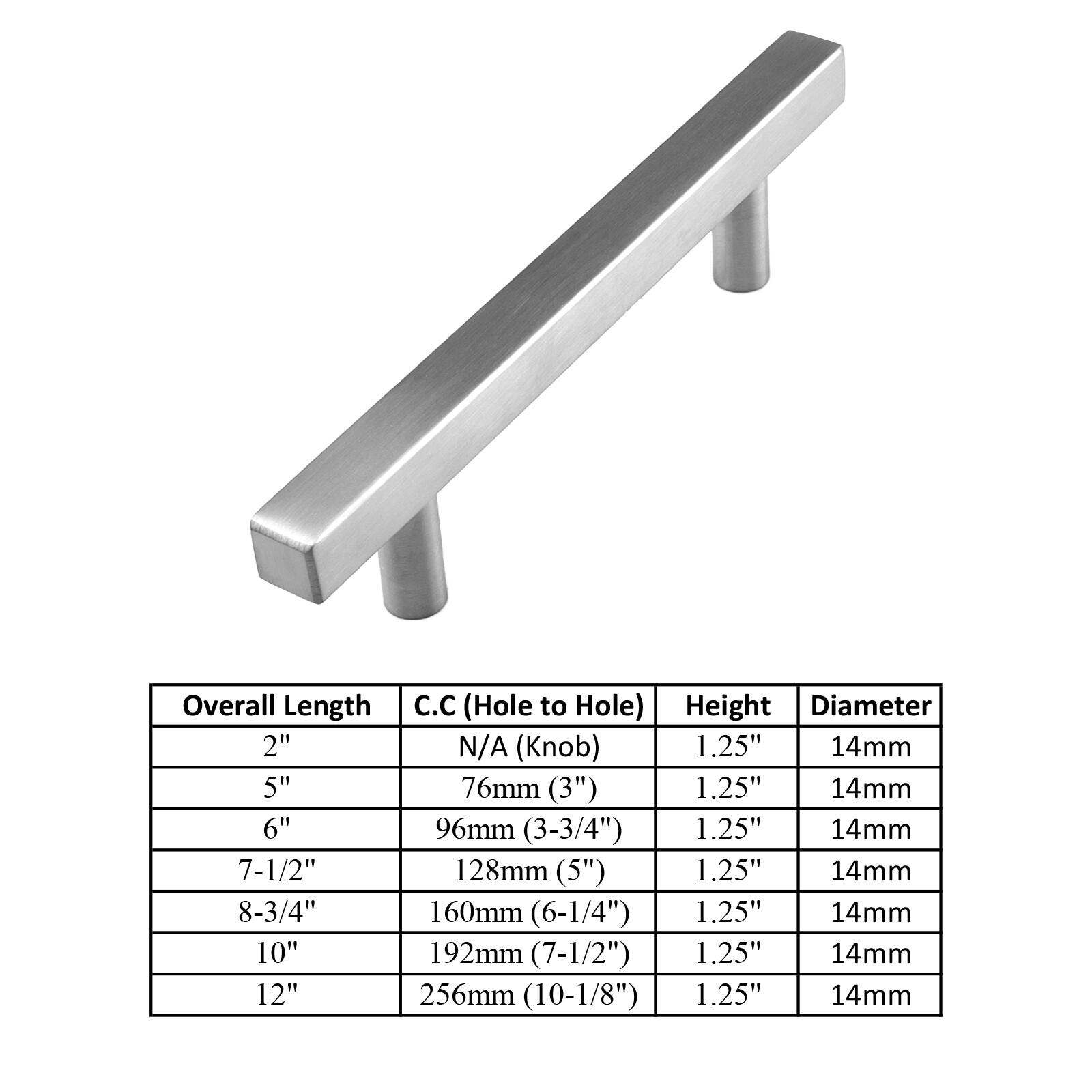 Brushed Nickel Modern Cabinet T Handles Pulls Kitchen Hardware Stainless Steel