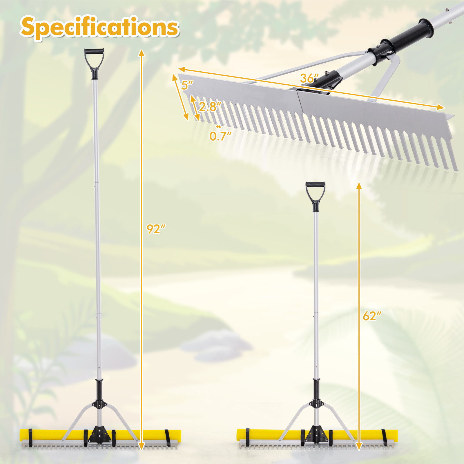 Floating Weed Lake Rake Pond Weed Cutter w/ Foam Floats, Rope & Extended Handle