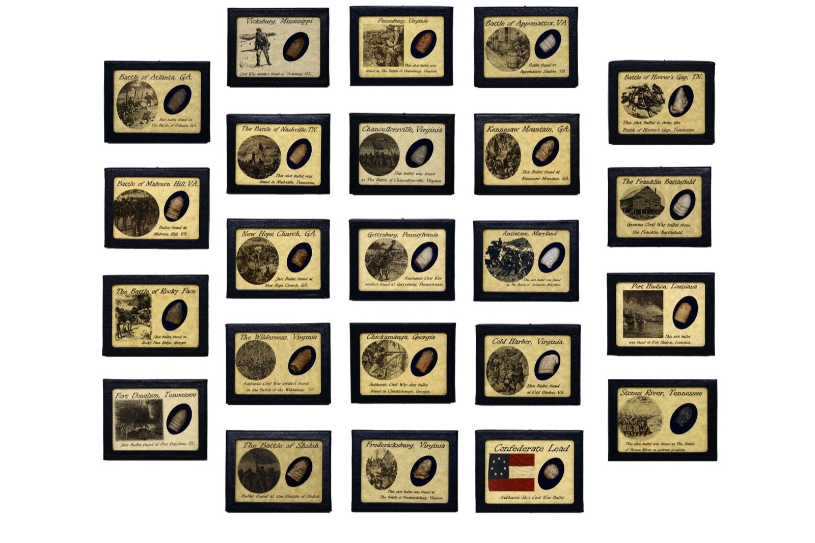 The Complete Shot Bullet Collection (23) from Civil War Battles with COA